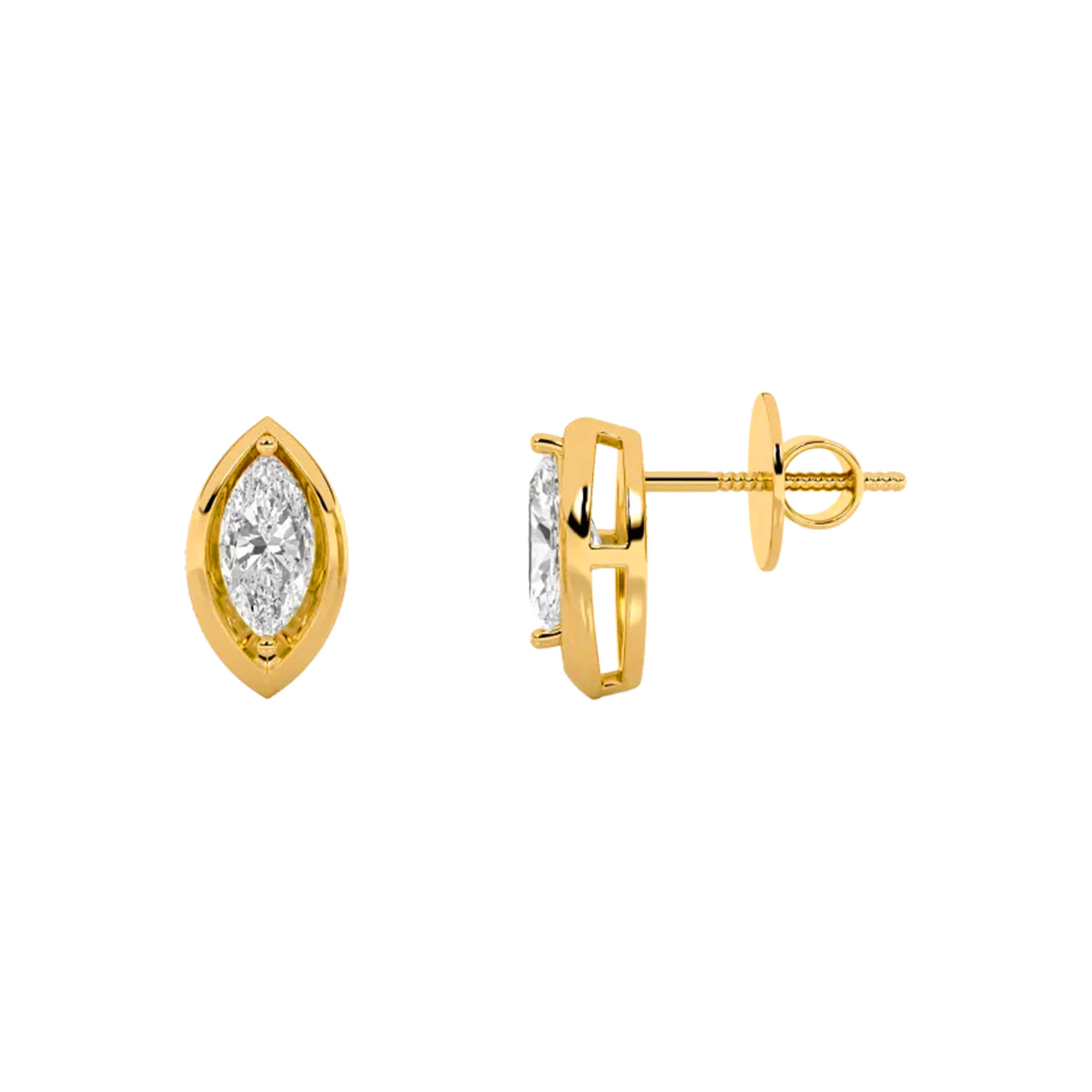 Marquise Diamond Surface Stud Earrings 4