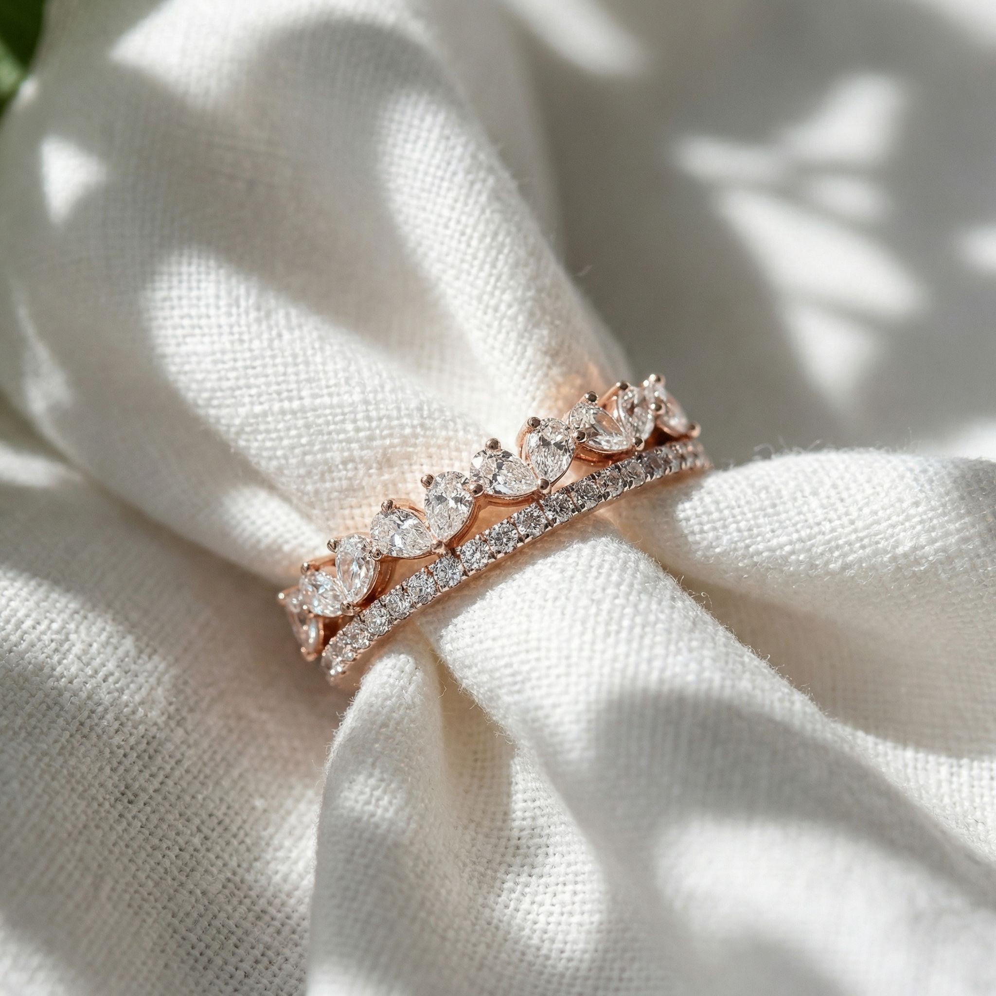 Twin Radiance Pear Diamond Ring Set 2