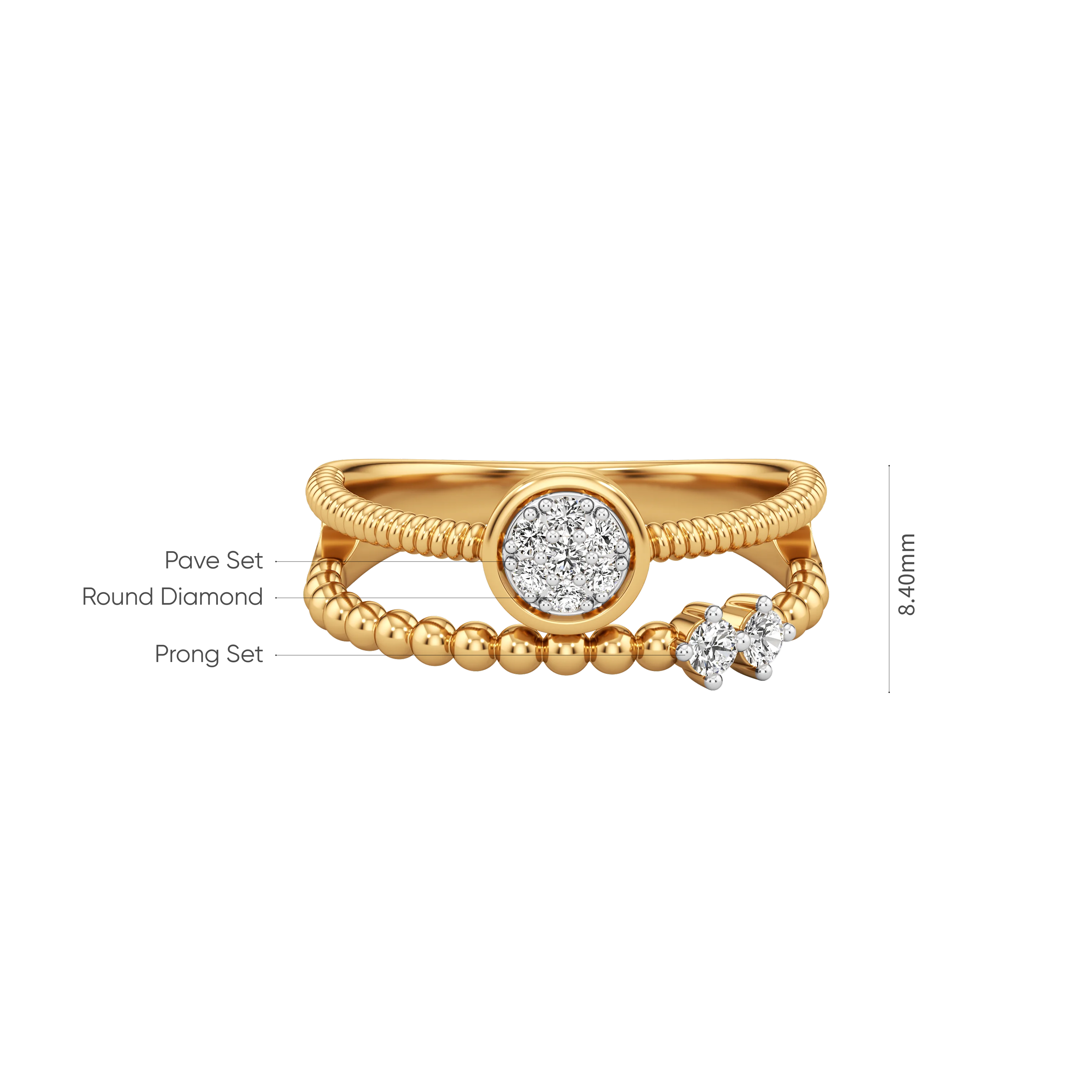 Beaded Halo Diamond Ring 6