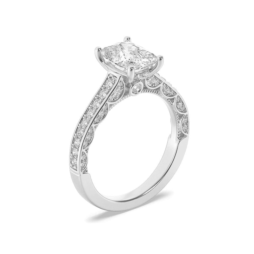 Ornated Cushion Solitaire Ring 5