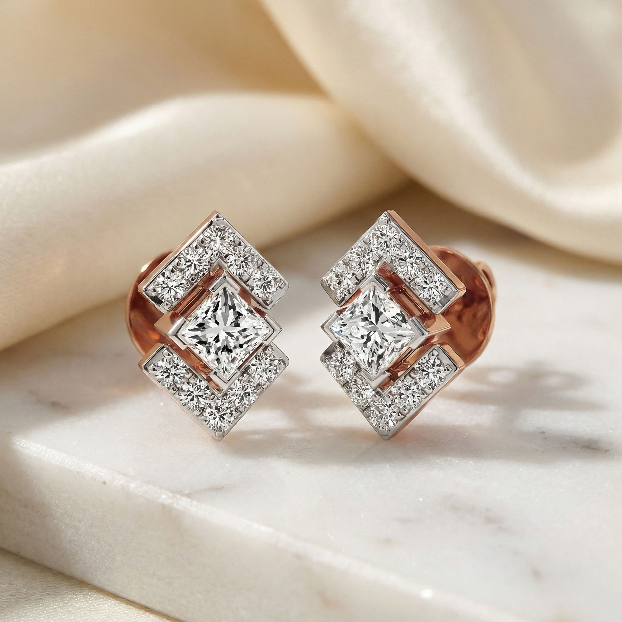 Prismic Frame Diamond Studs 2
