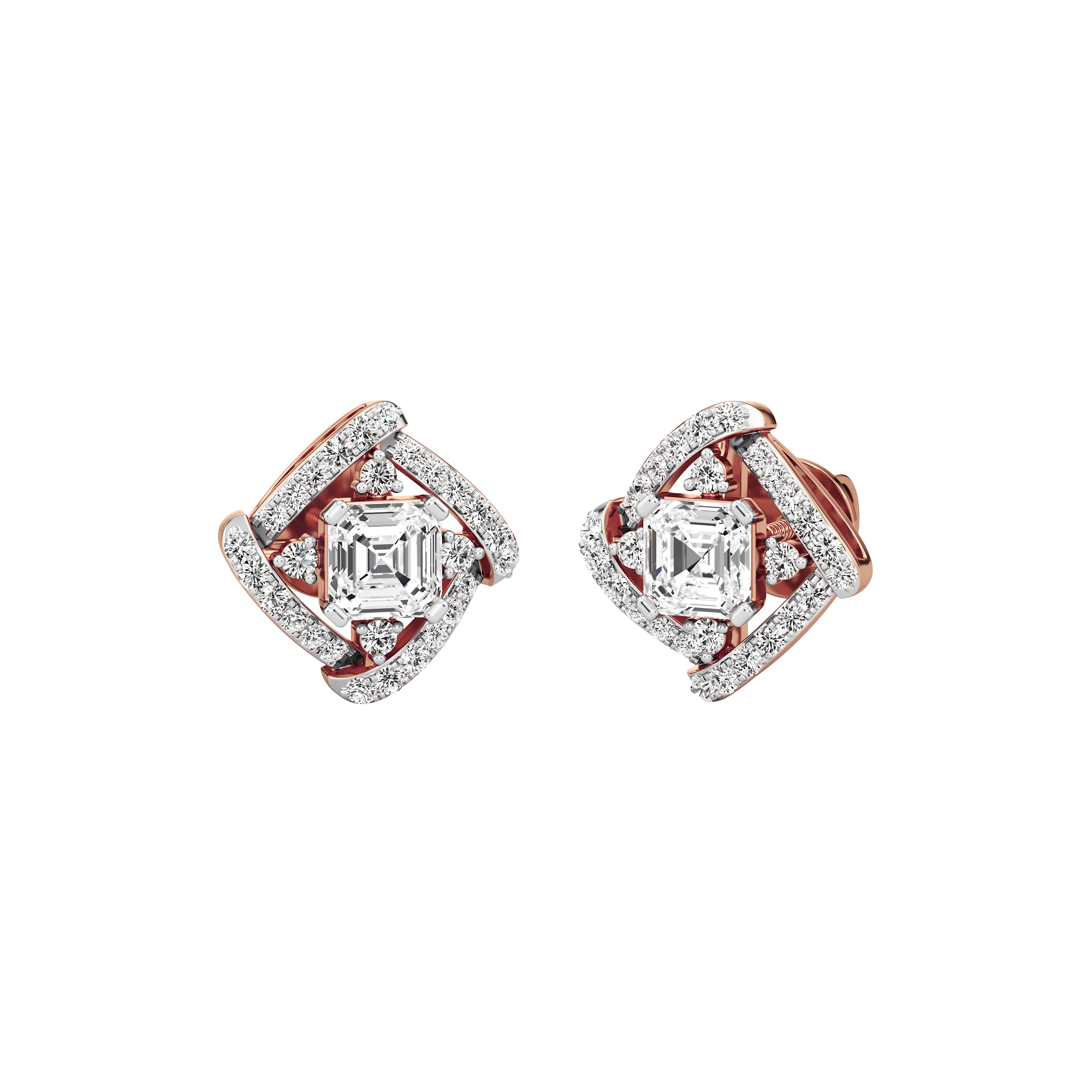 Aurora Halo Asscher Studs 4