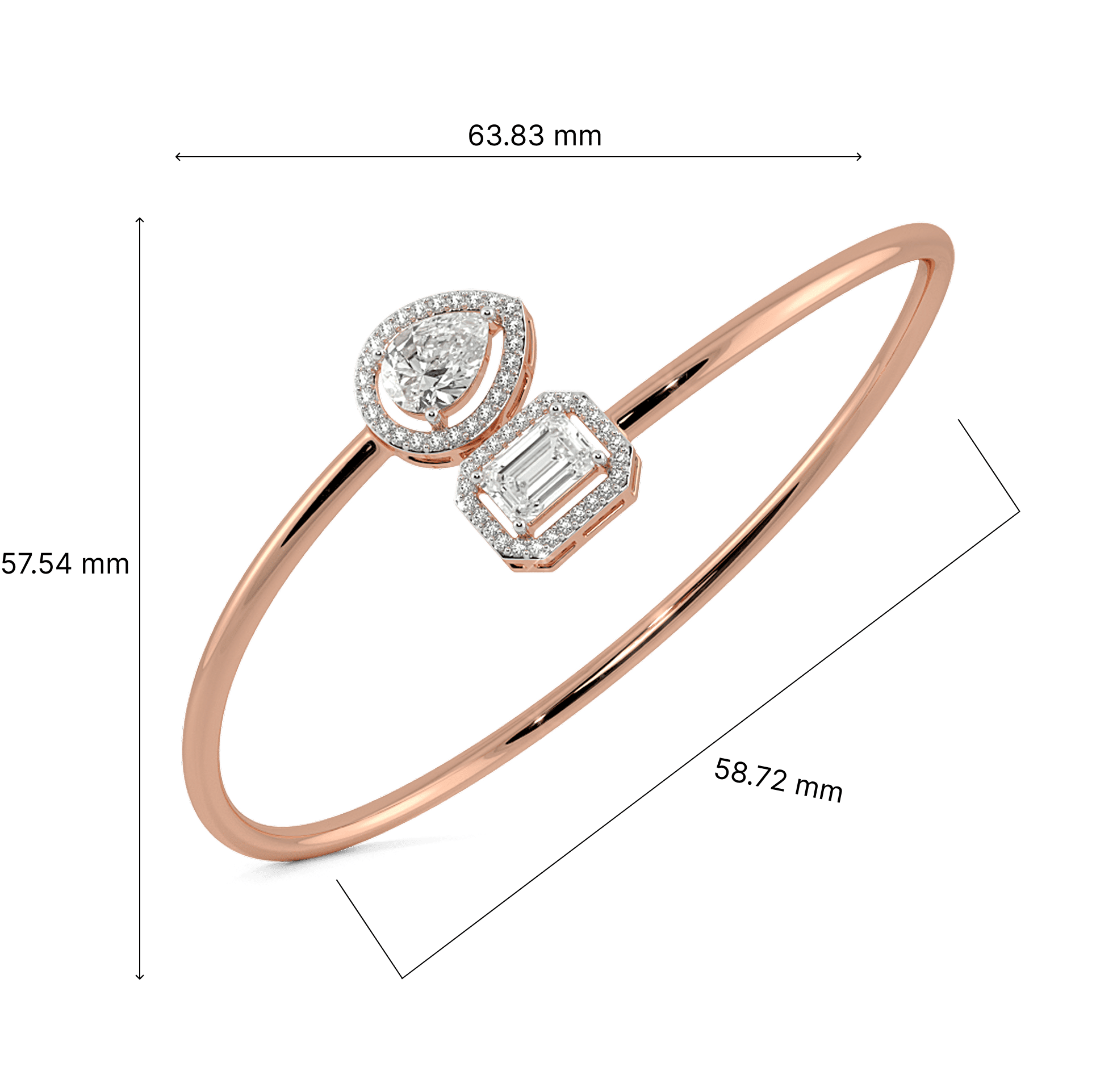 Petite Radiance Open Top Oval Bangle 3