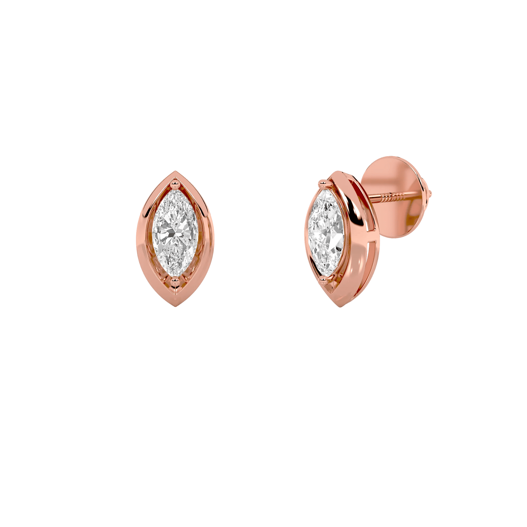 Marquise Diamond Surface Stud Earrings 6
