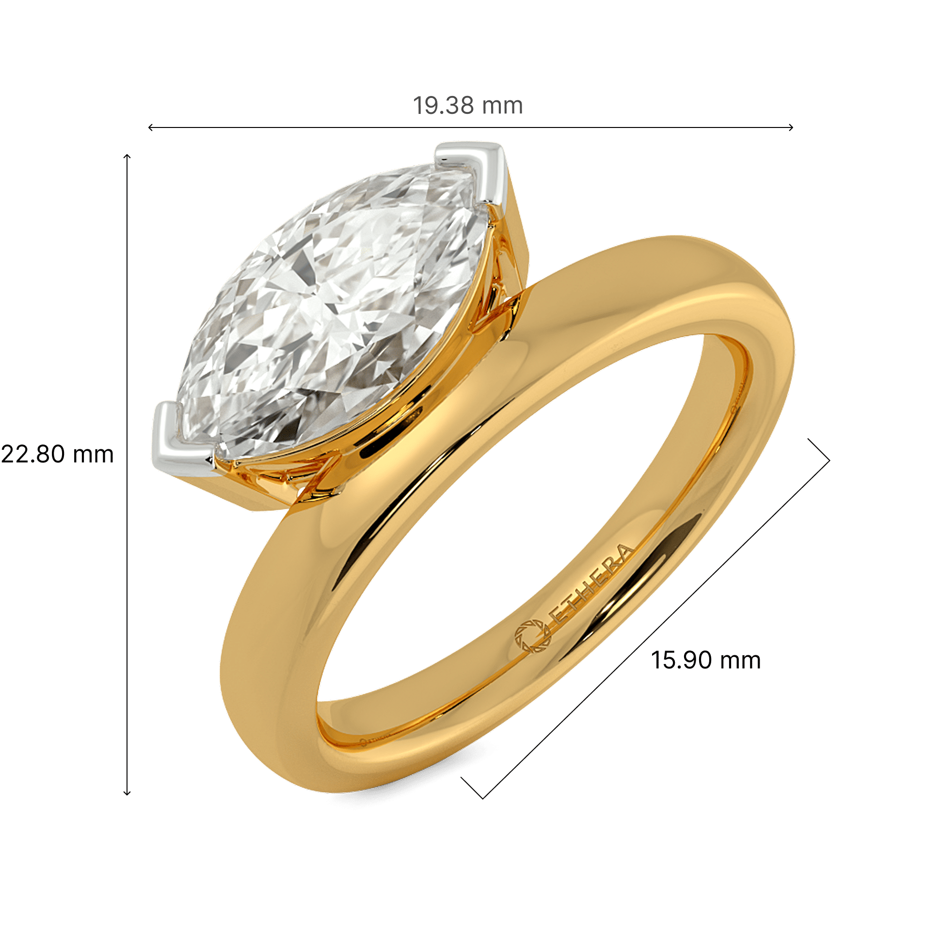 Marquise On Edge Solitaire Ring 3