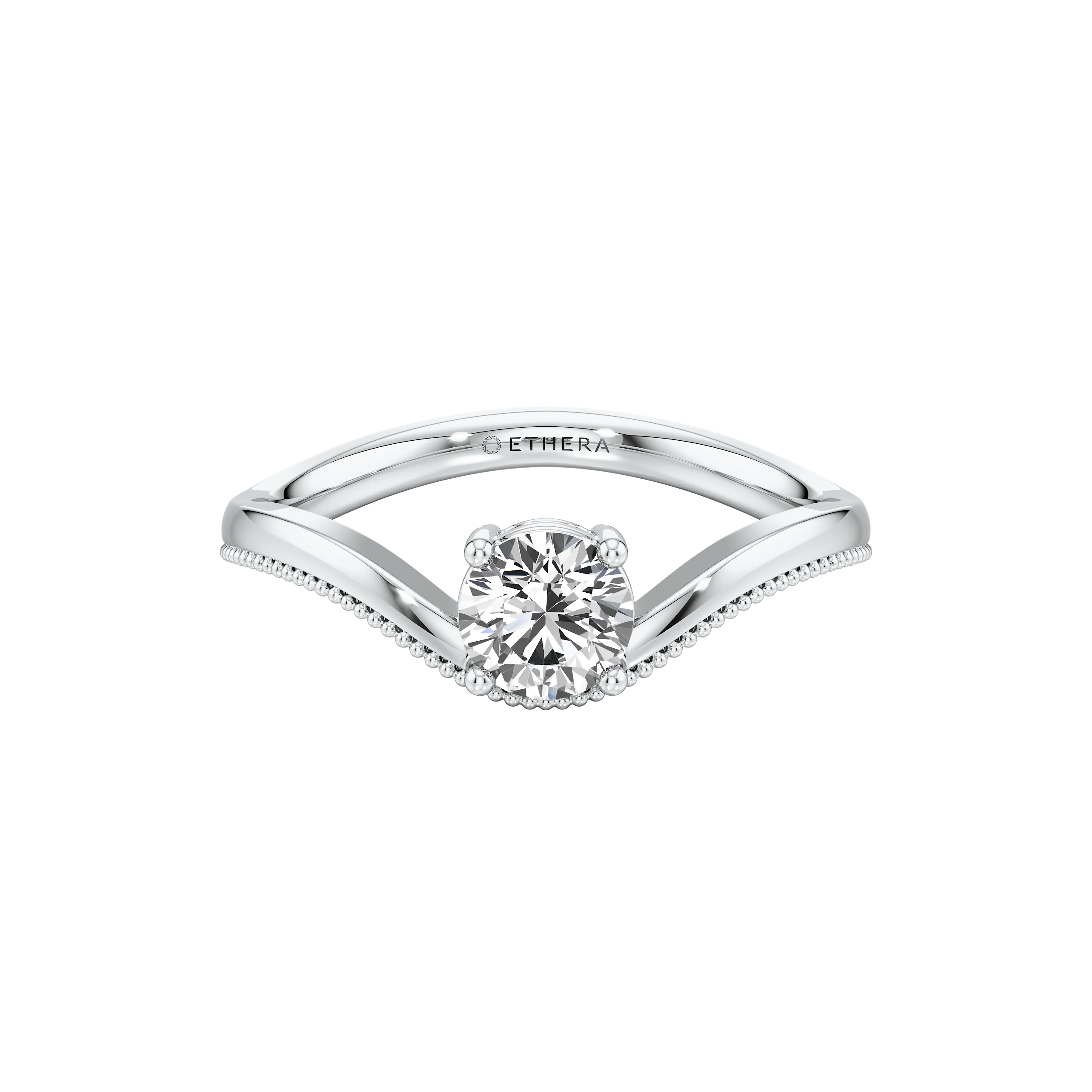 Waved Muse Solitaire Ring 8