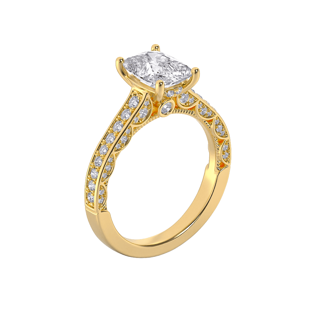 Ornated Cushion Solitaire Ring 0