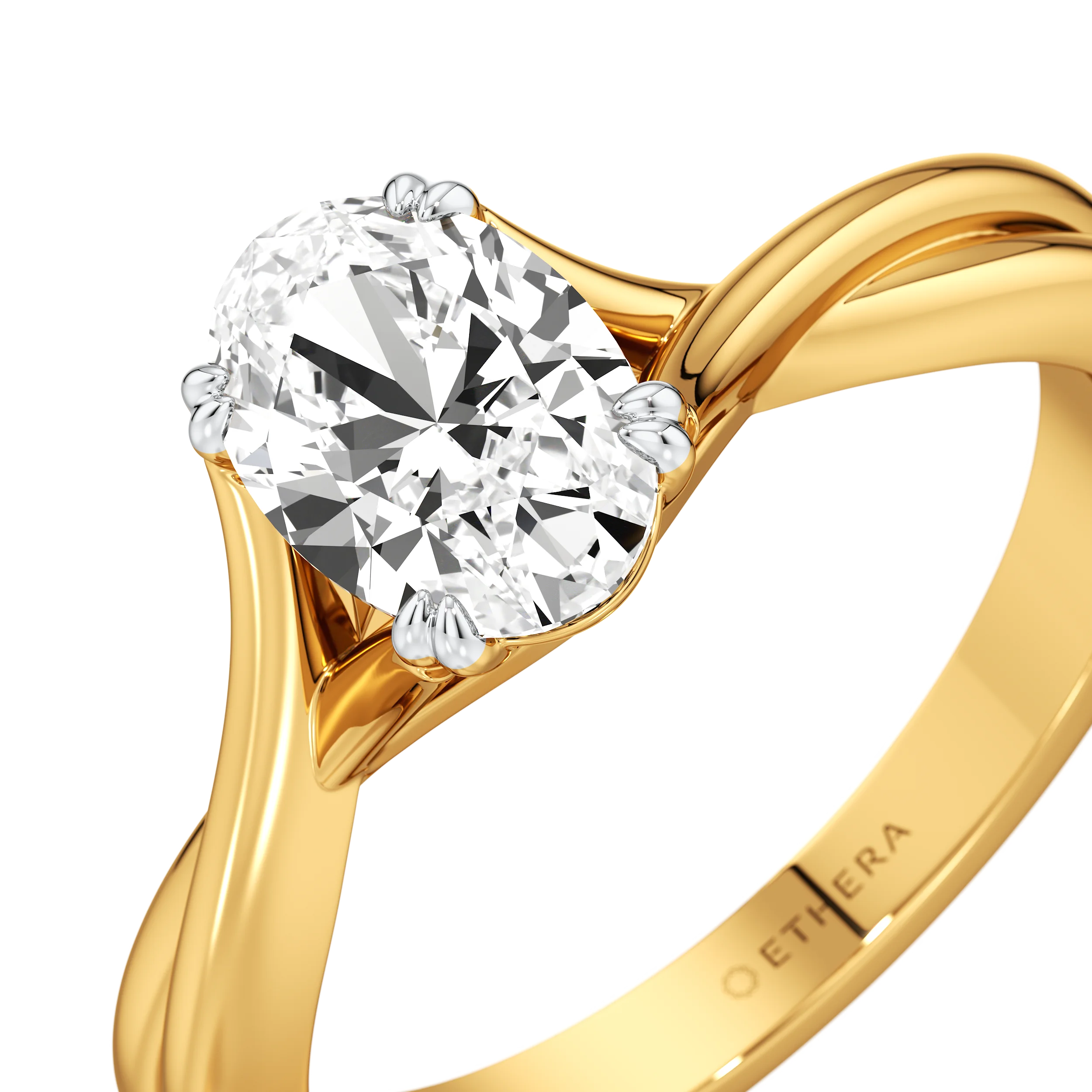 Ribbon Curve Oval Ring 3