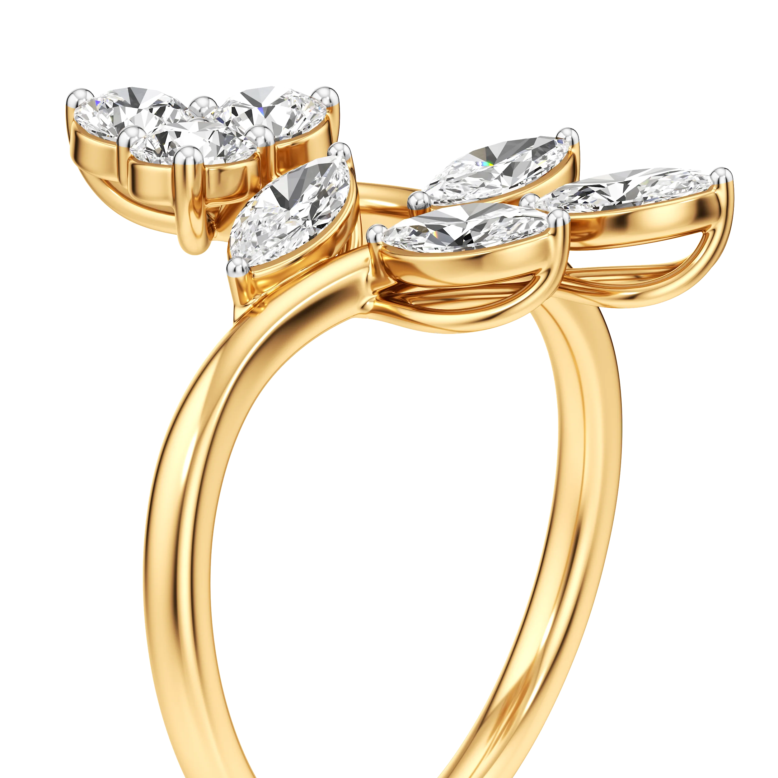 Lustre Leaf Diamond Ring 7