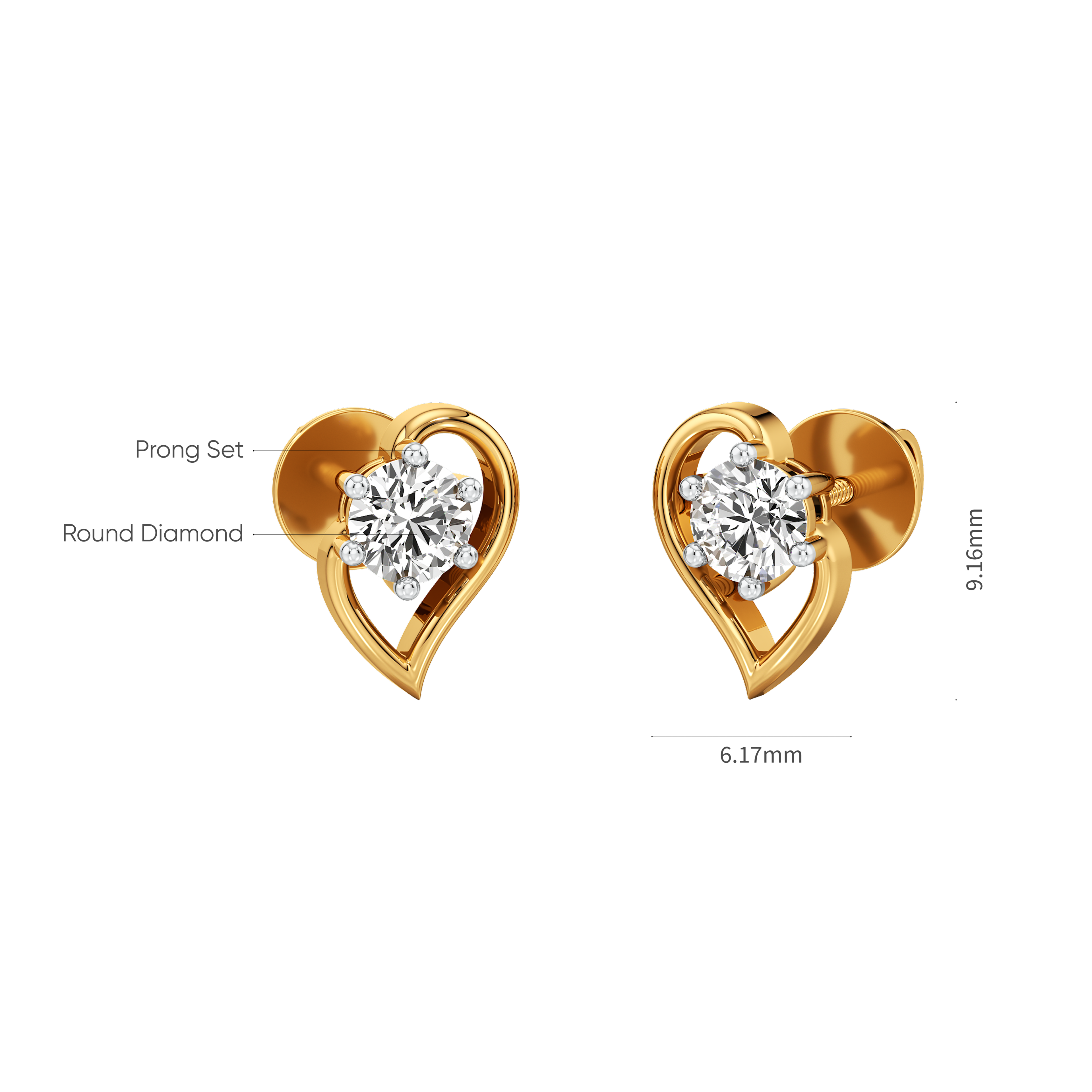 Heartline Solitaire Studs 9