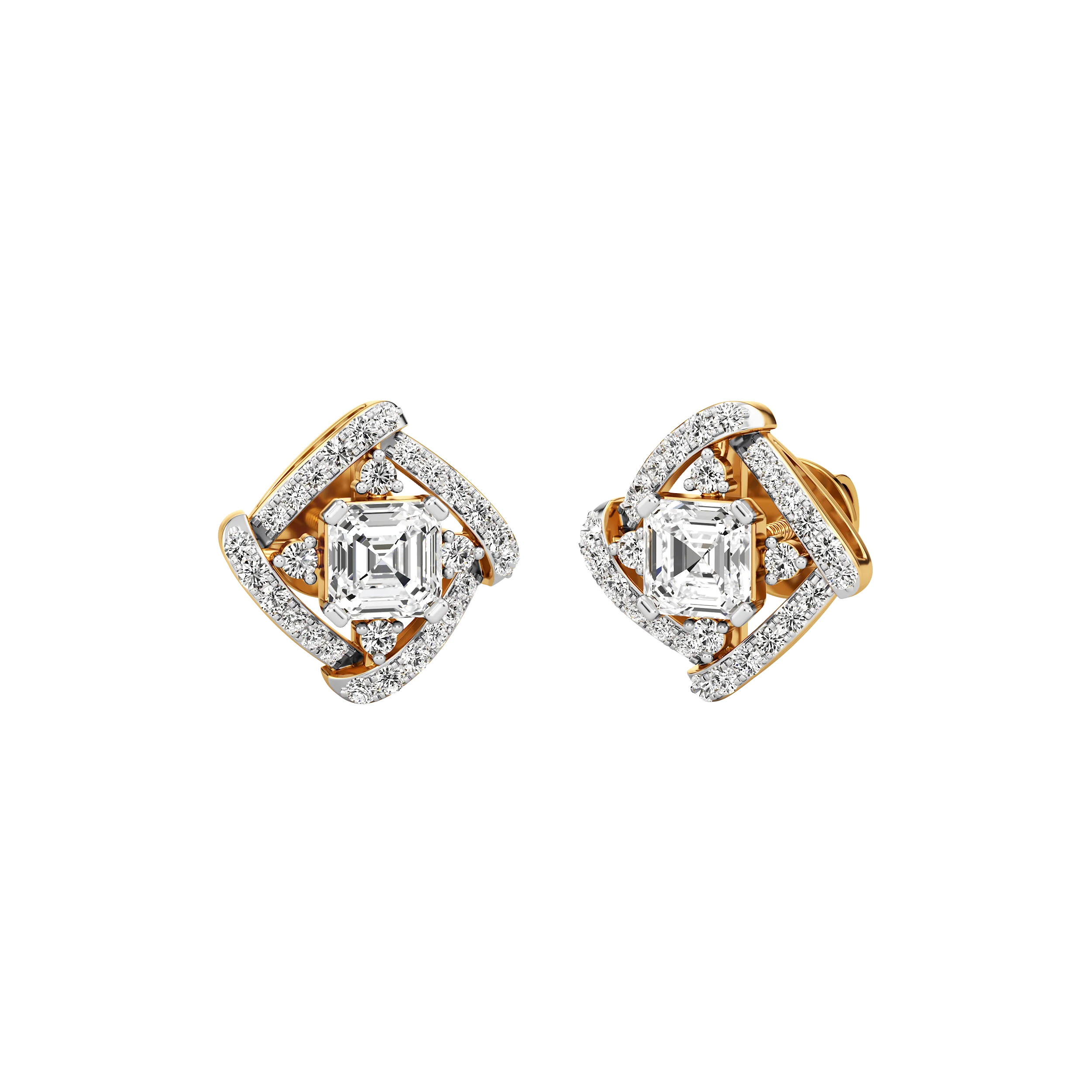 Aurora Halo Asscher Studs 0