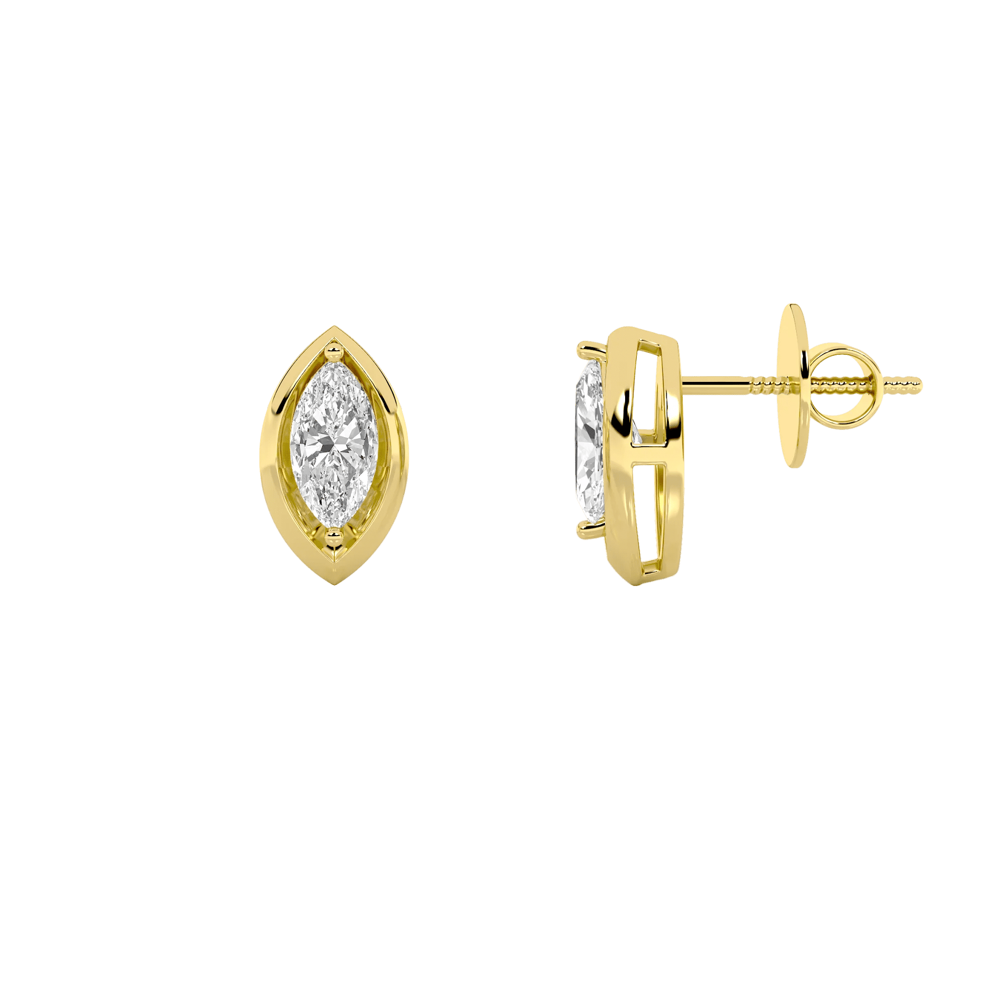 Marquise Diamond Surface Stud Earrings 2