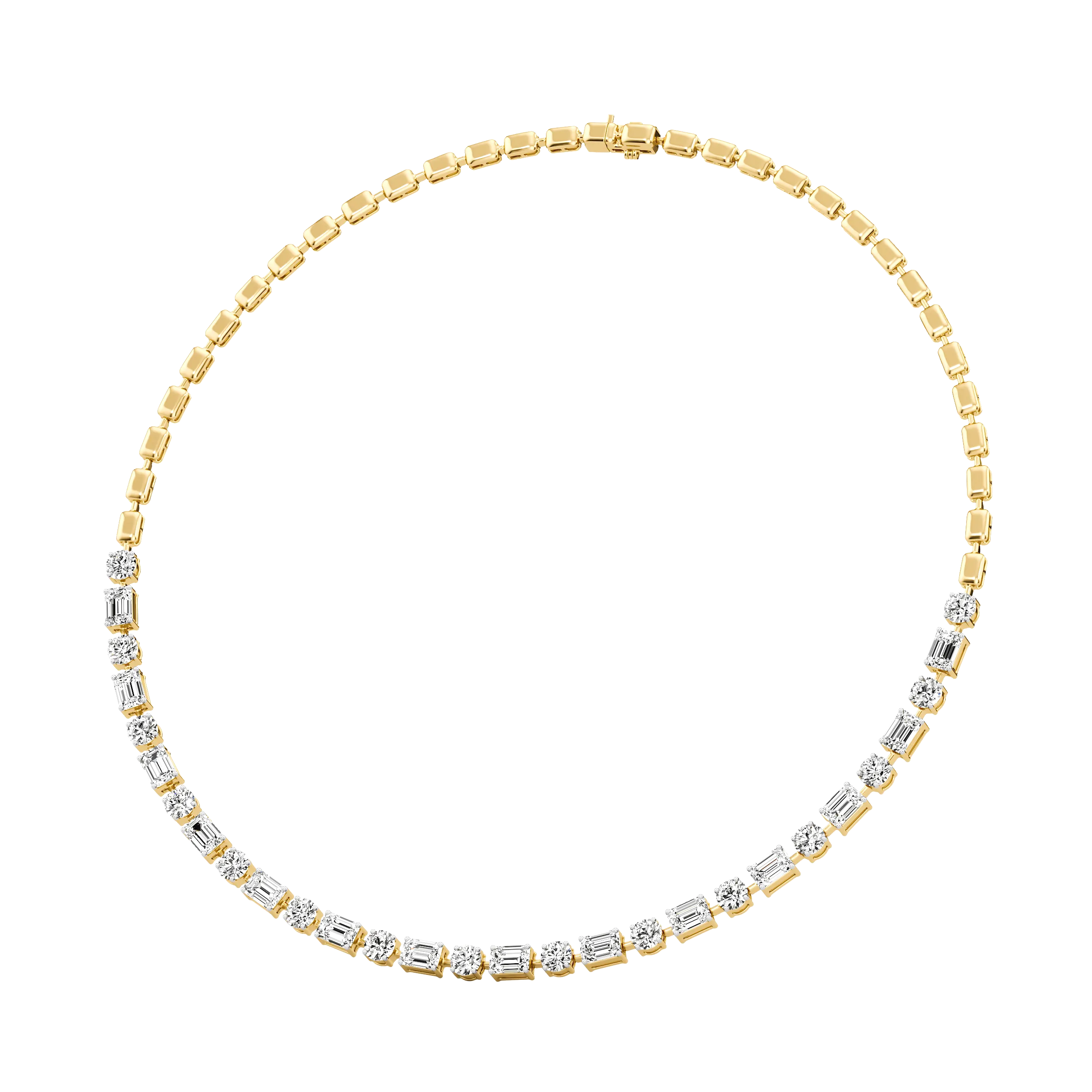 Prismatic Blocks Tennis Necklace and earrings 4