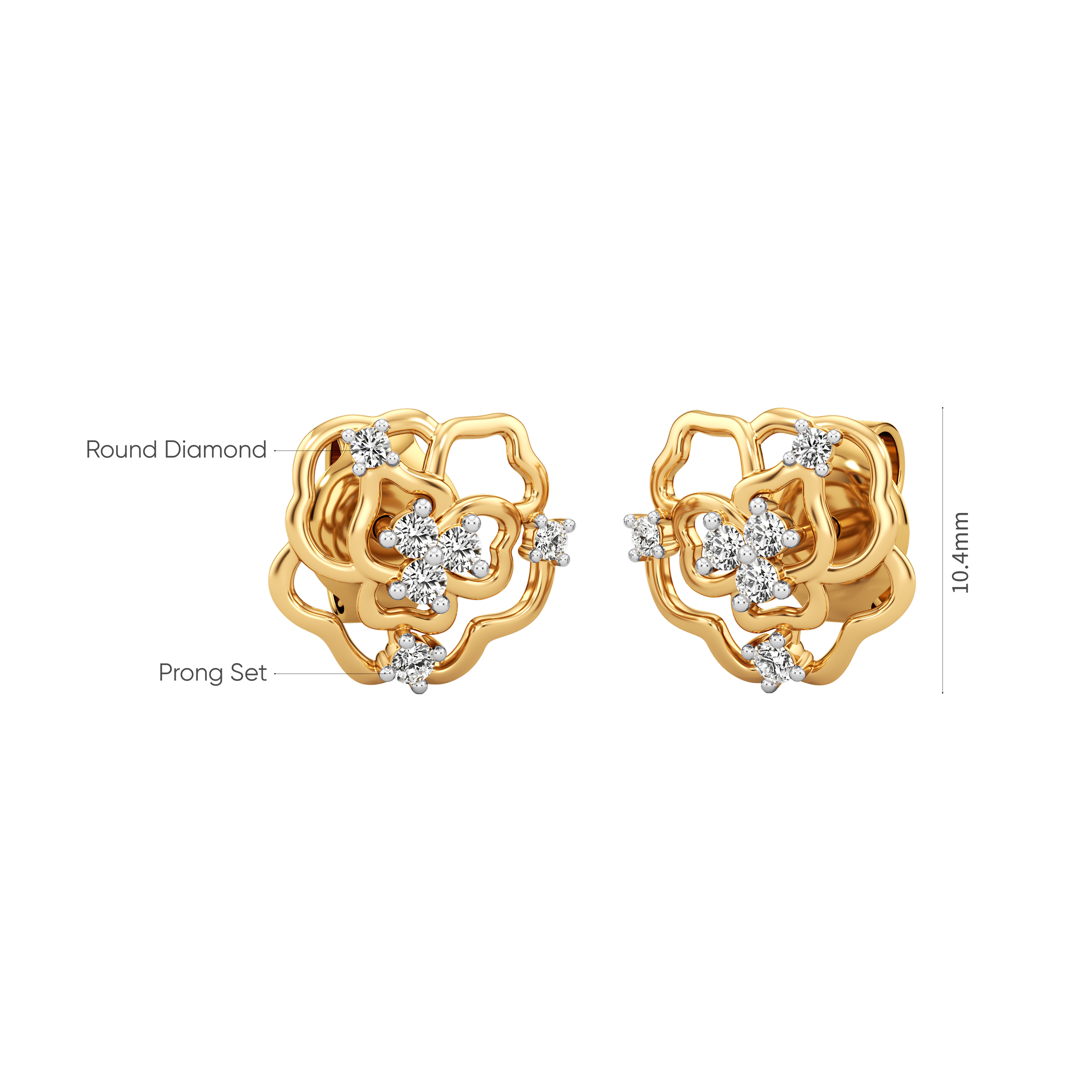 Petal Cascade Diamond Studs 3