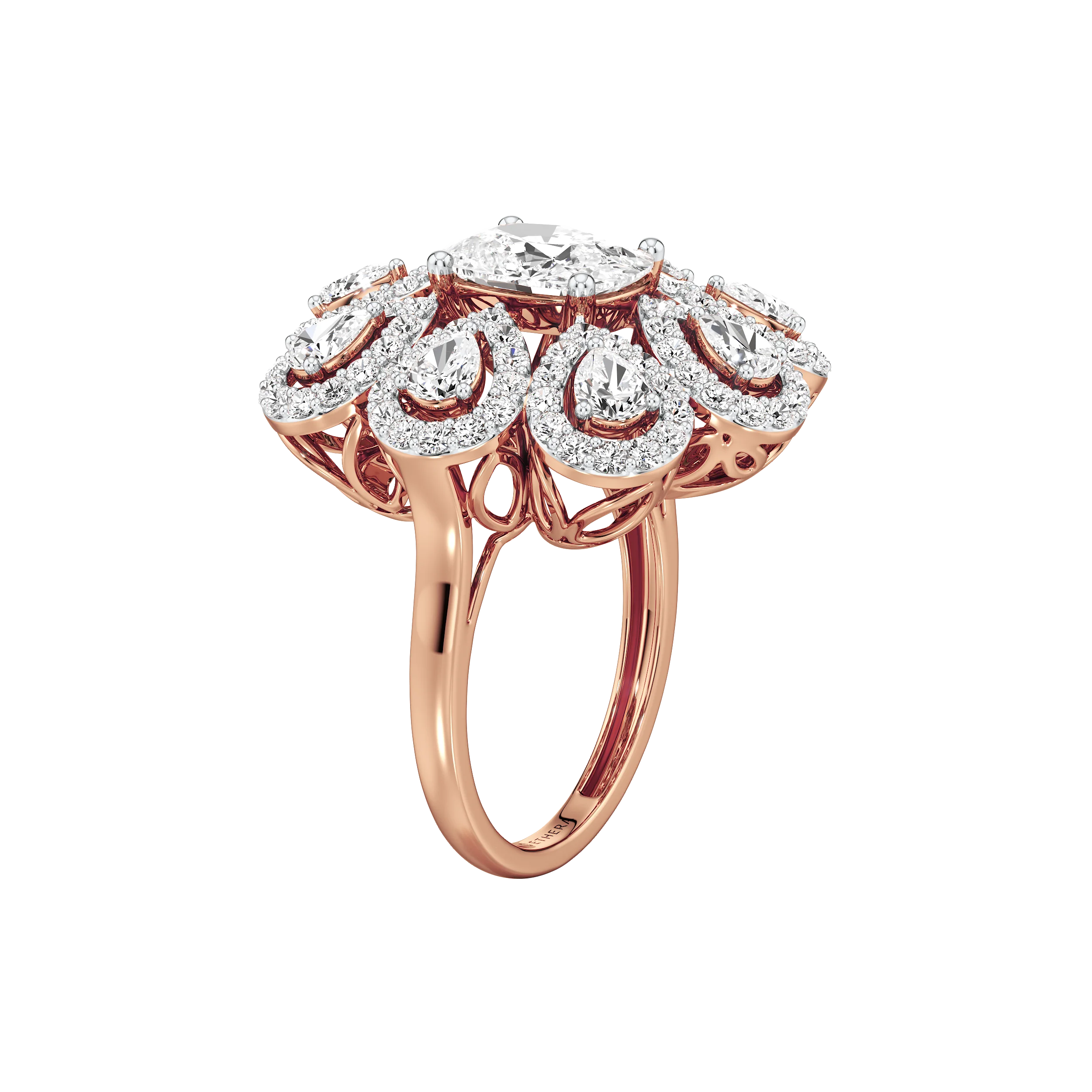 Celeste Cluster Cocktail Ring 13