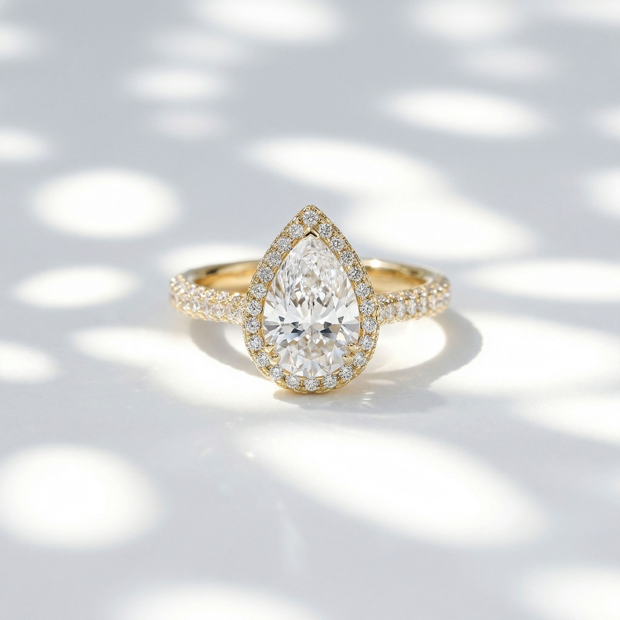 Halo Crest Pear Ring 2