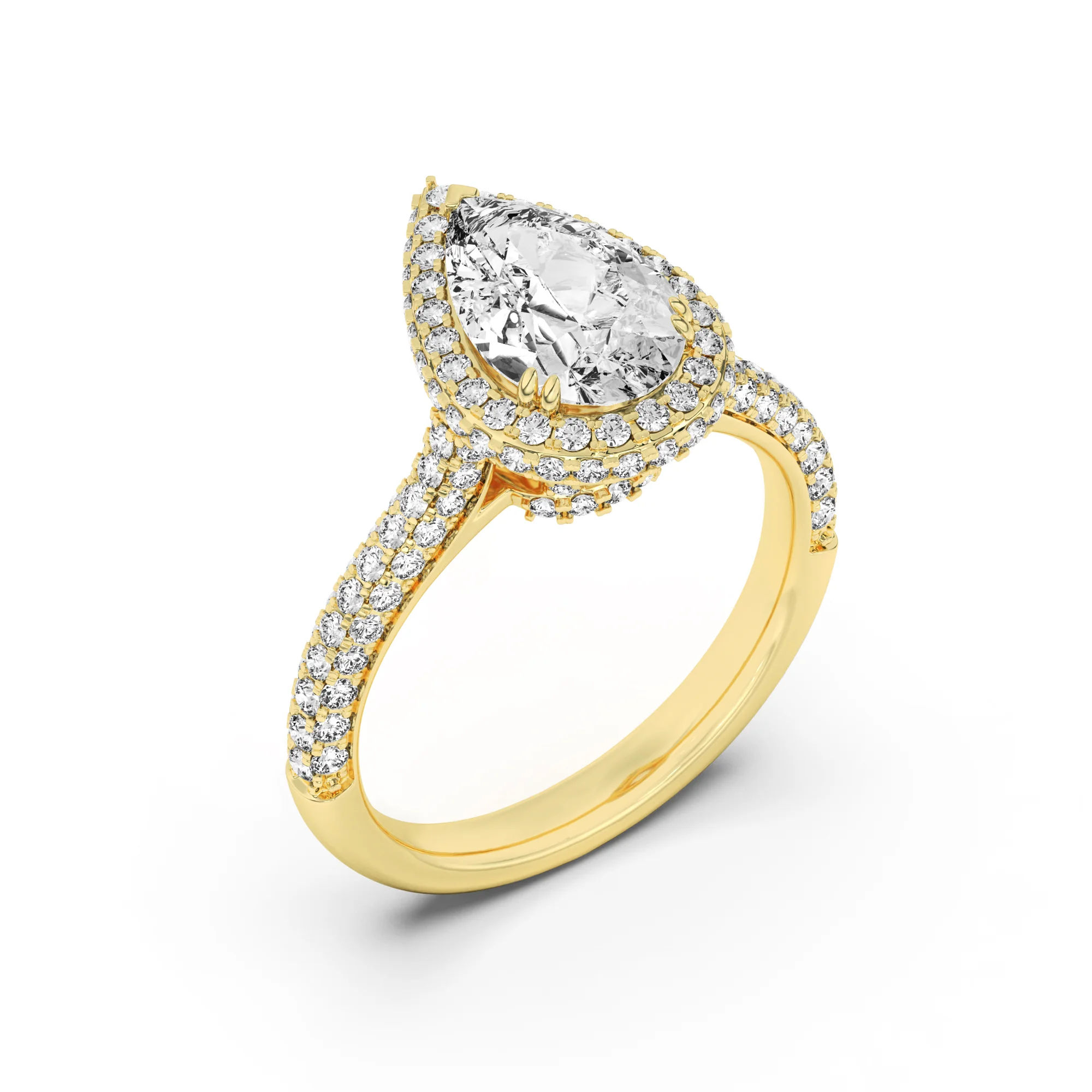 Halo Crest Pear Ring