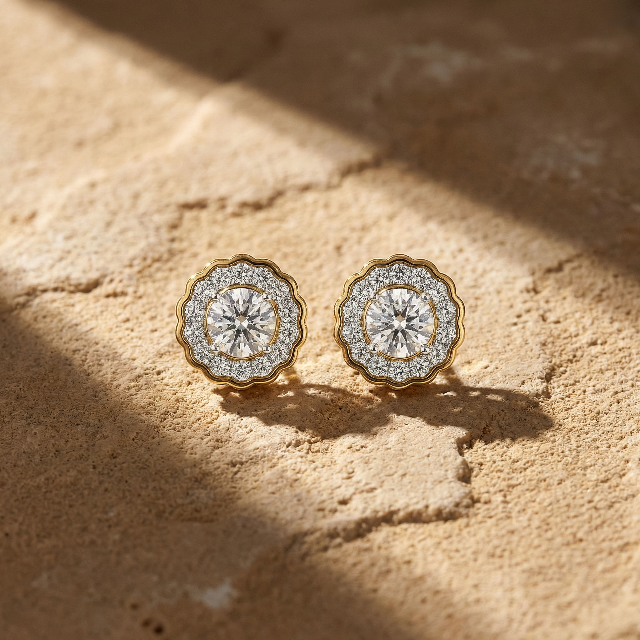 Gleaming Gold Stud Earrings 2