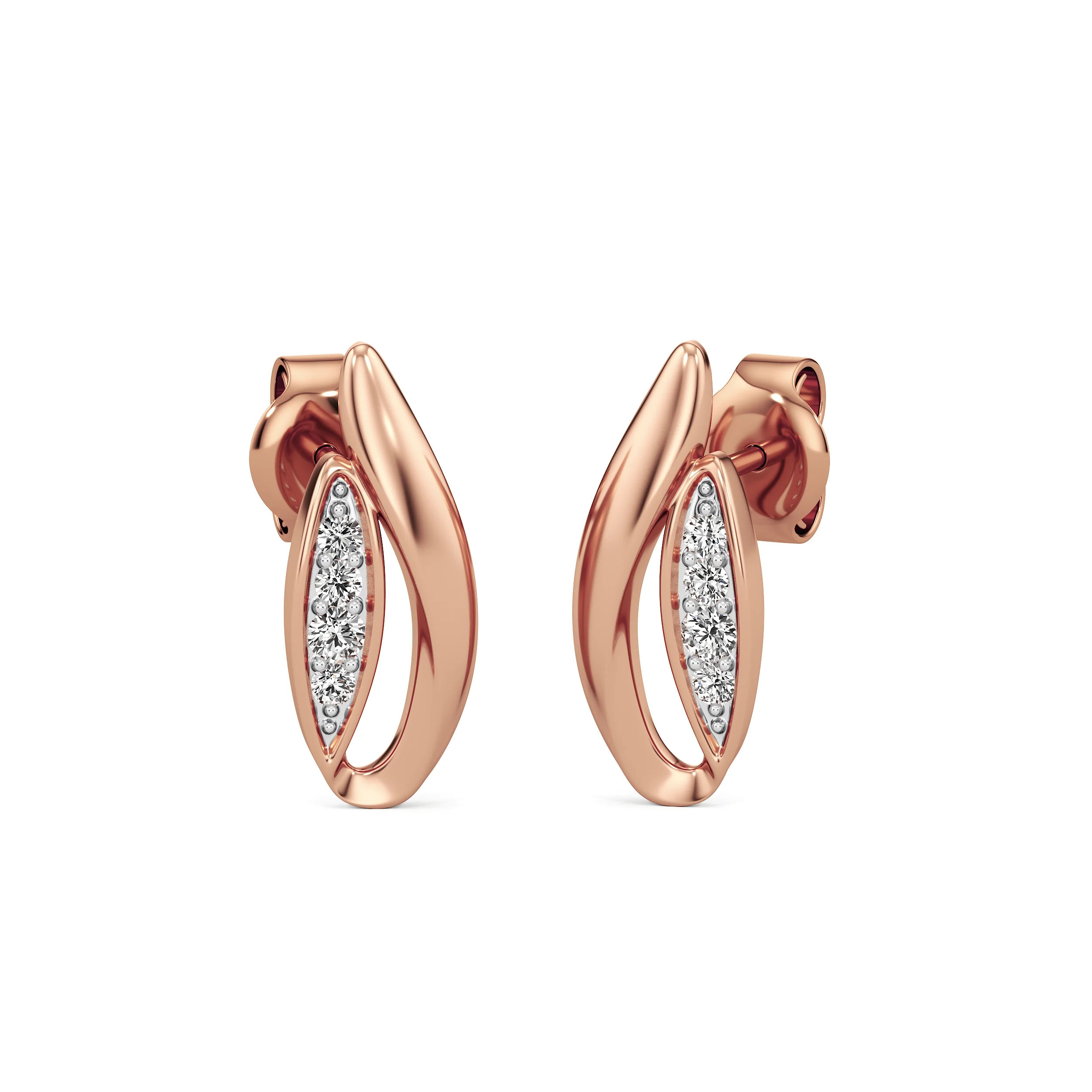 Crescent Sway Diamond Studs 4