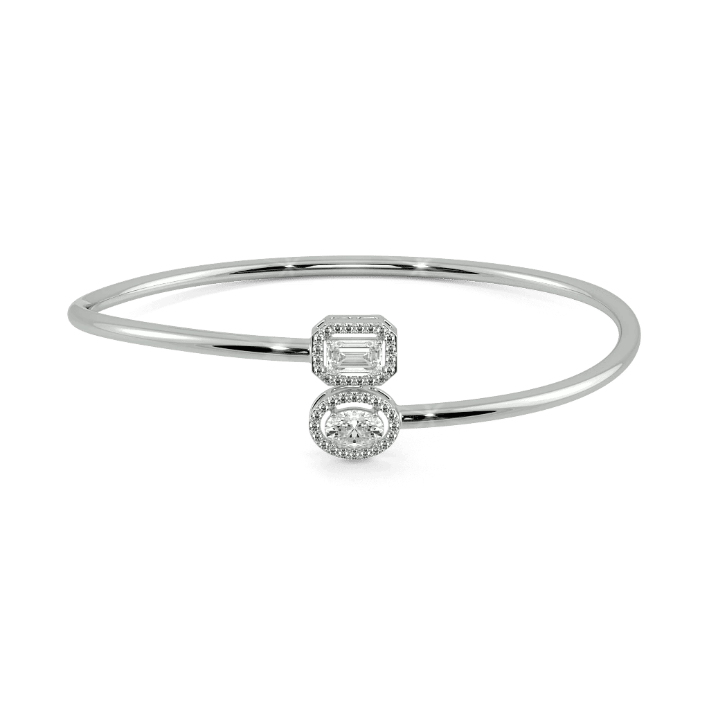 Pearluxe Halo Open Top Oval Bangle