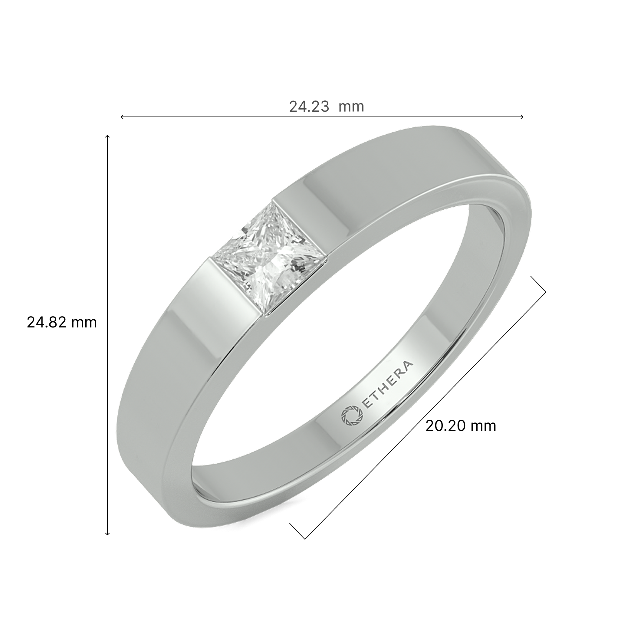Pocket Squared Solitaire Men's Ring 5