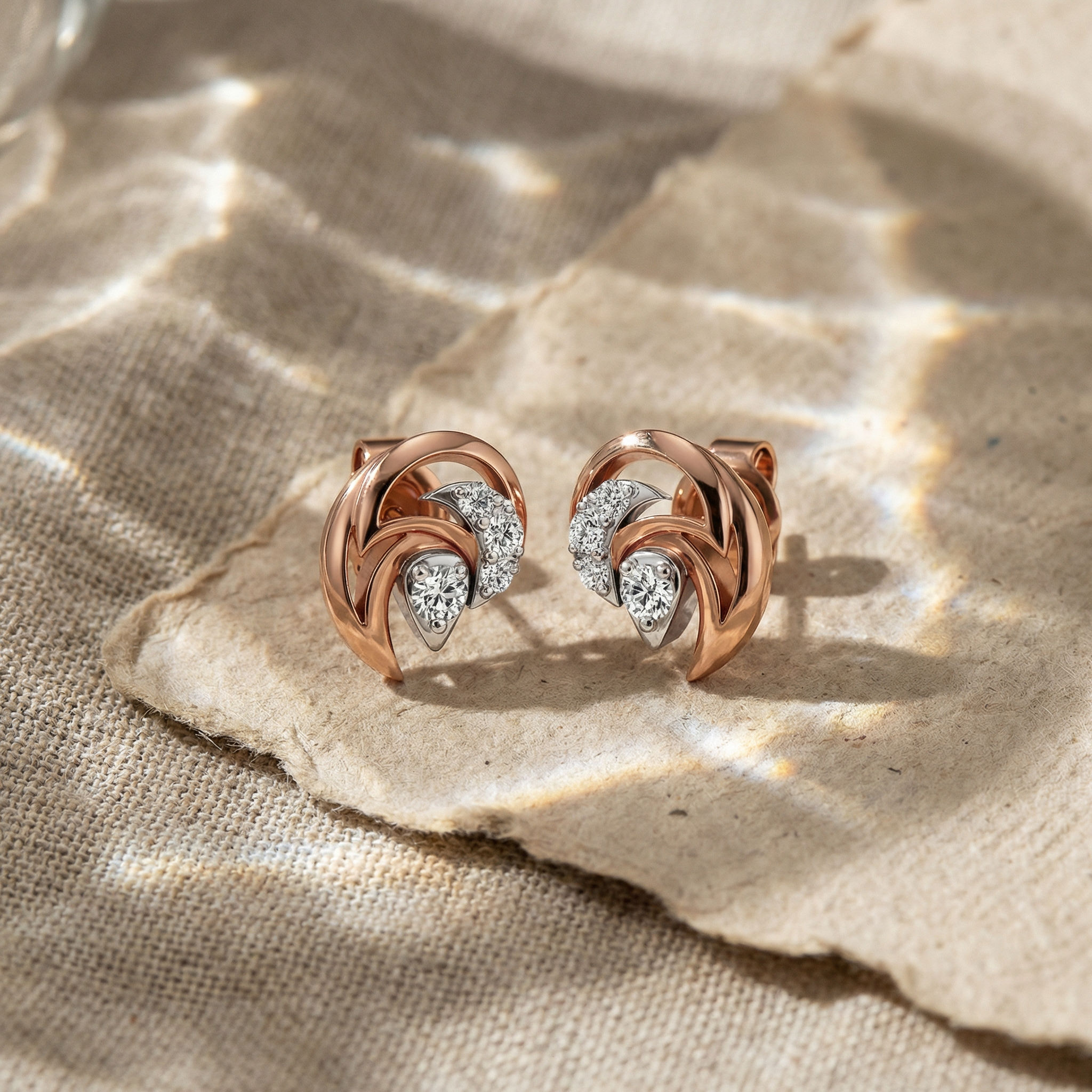 Auric Swirl Diamond Earrings 2