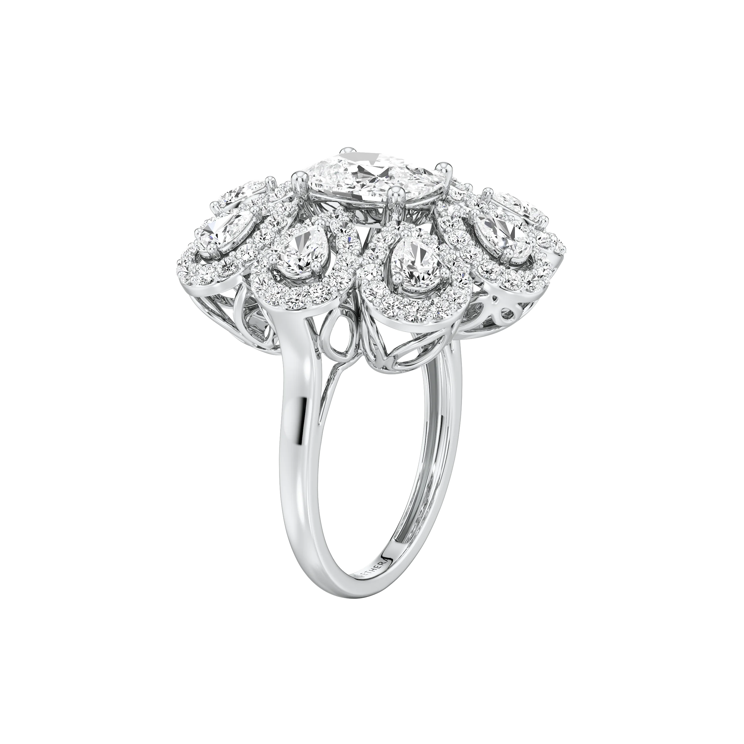 Celeste Cluster Cocktail Ring 9