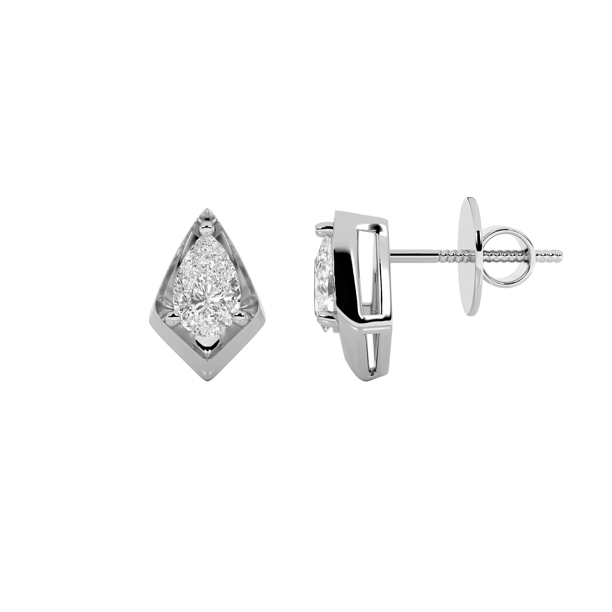 Kite Pear Diamond Stud Earrings 6