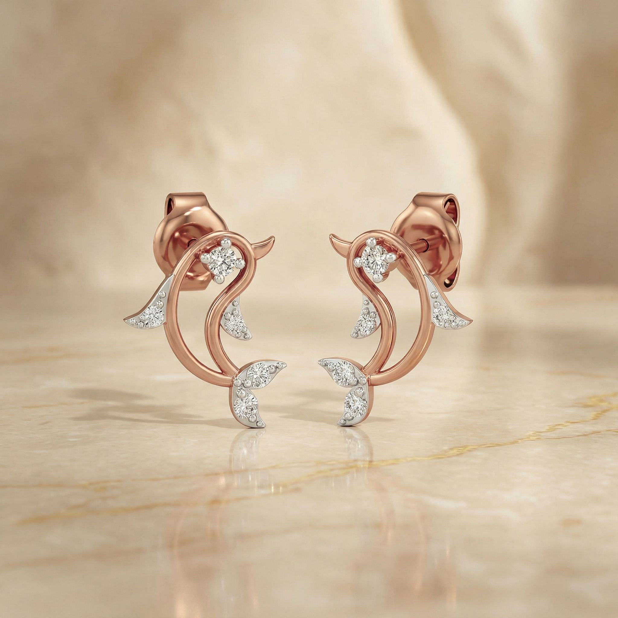 TwirlLeaf Diamond Studs 2