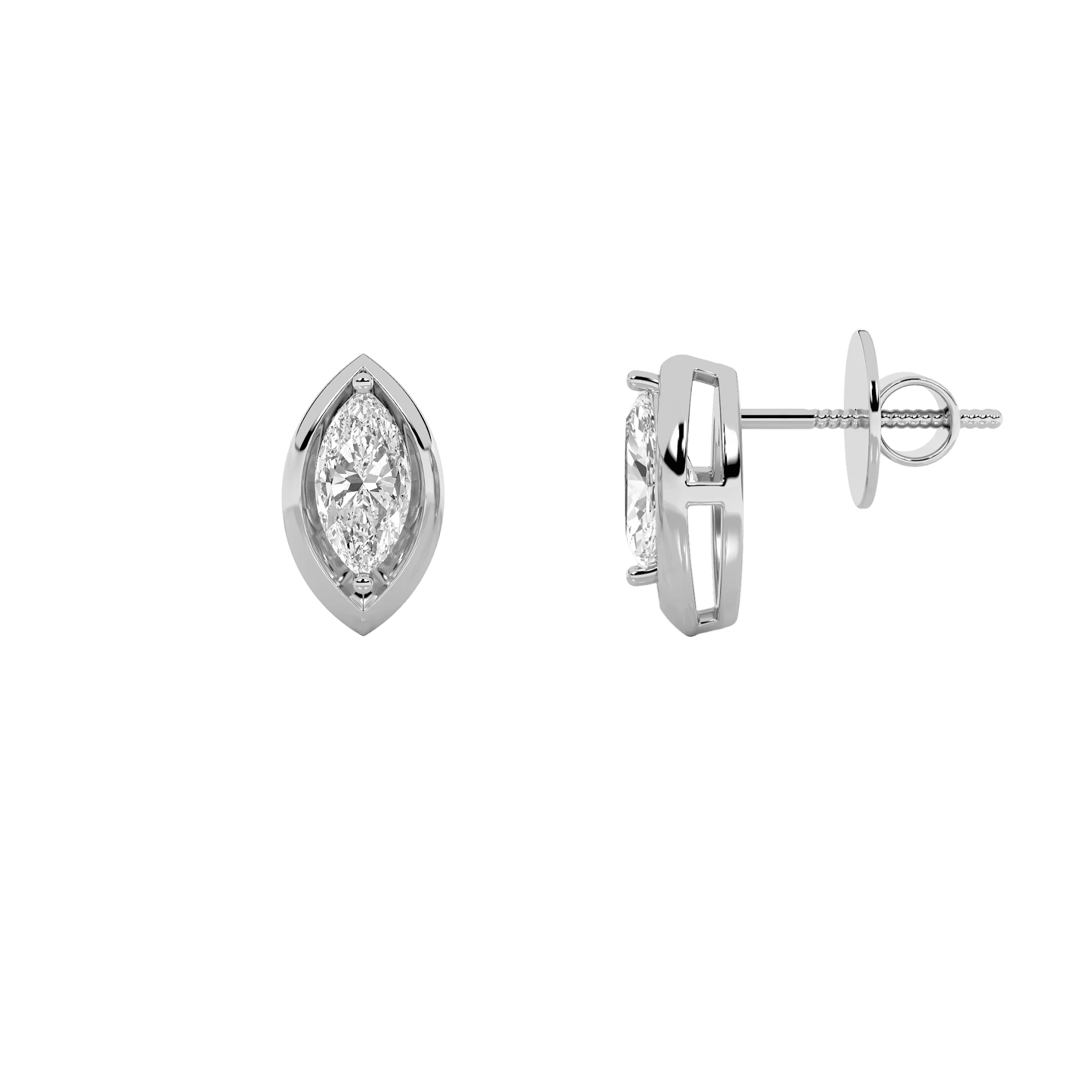 Marquise Diamond Surface Stud Earrings 5