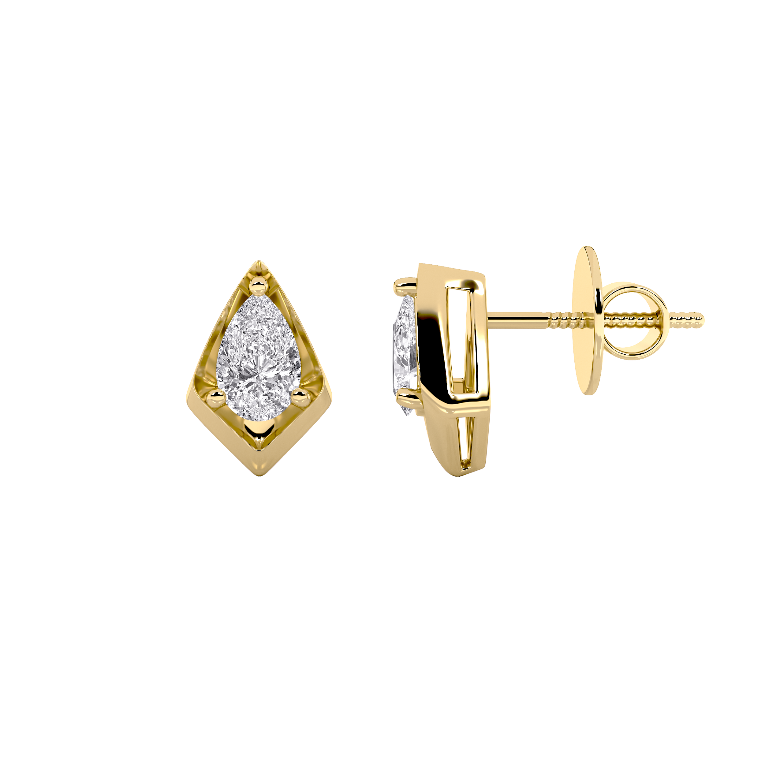 Kite Pear Diamond Stud Earrings 3
