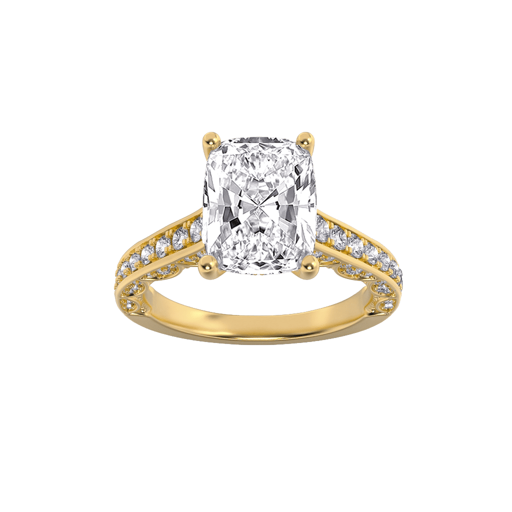Ornated Cushion Solitaire Ring 1