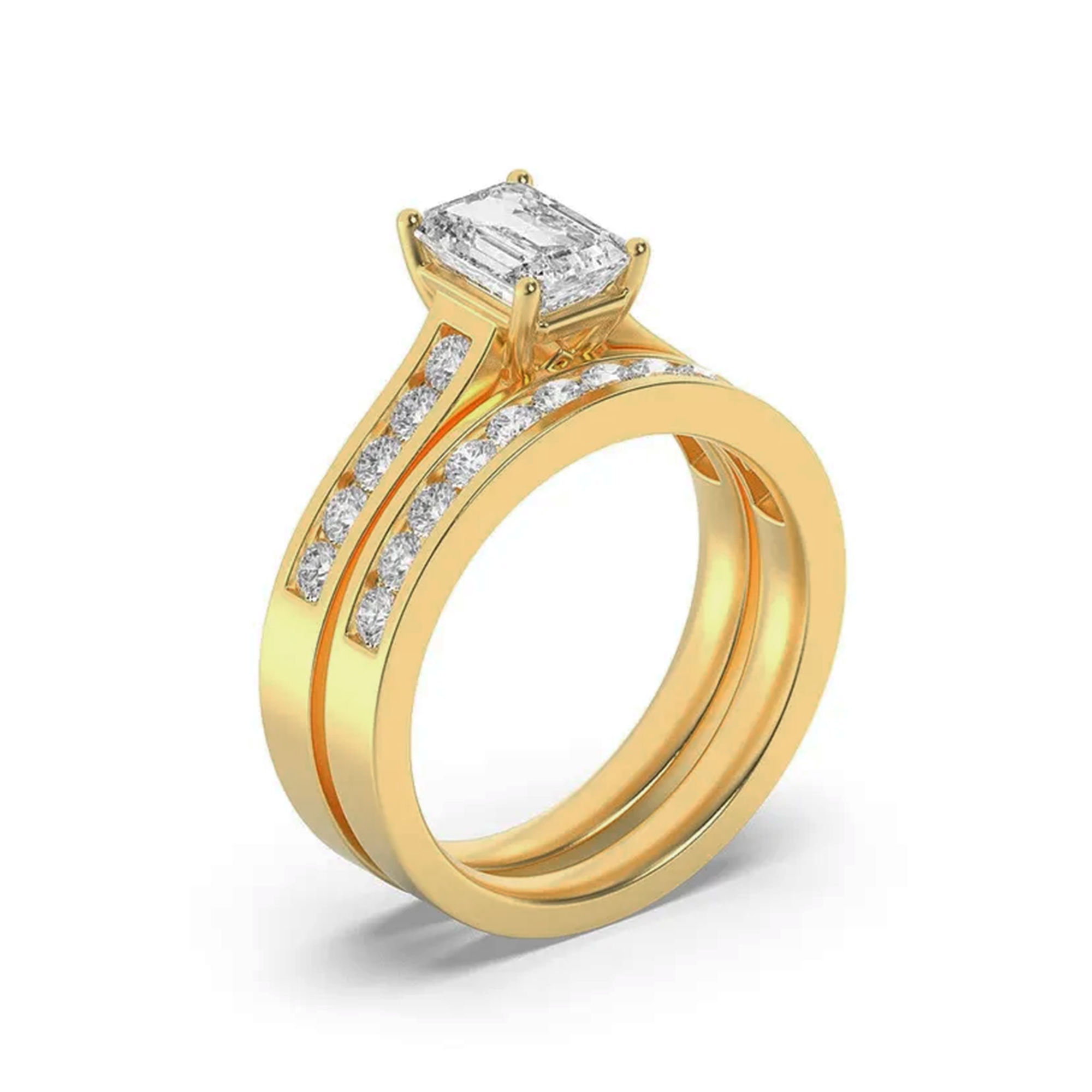 Twin Row Emerald Band Ring 3