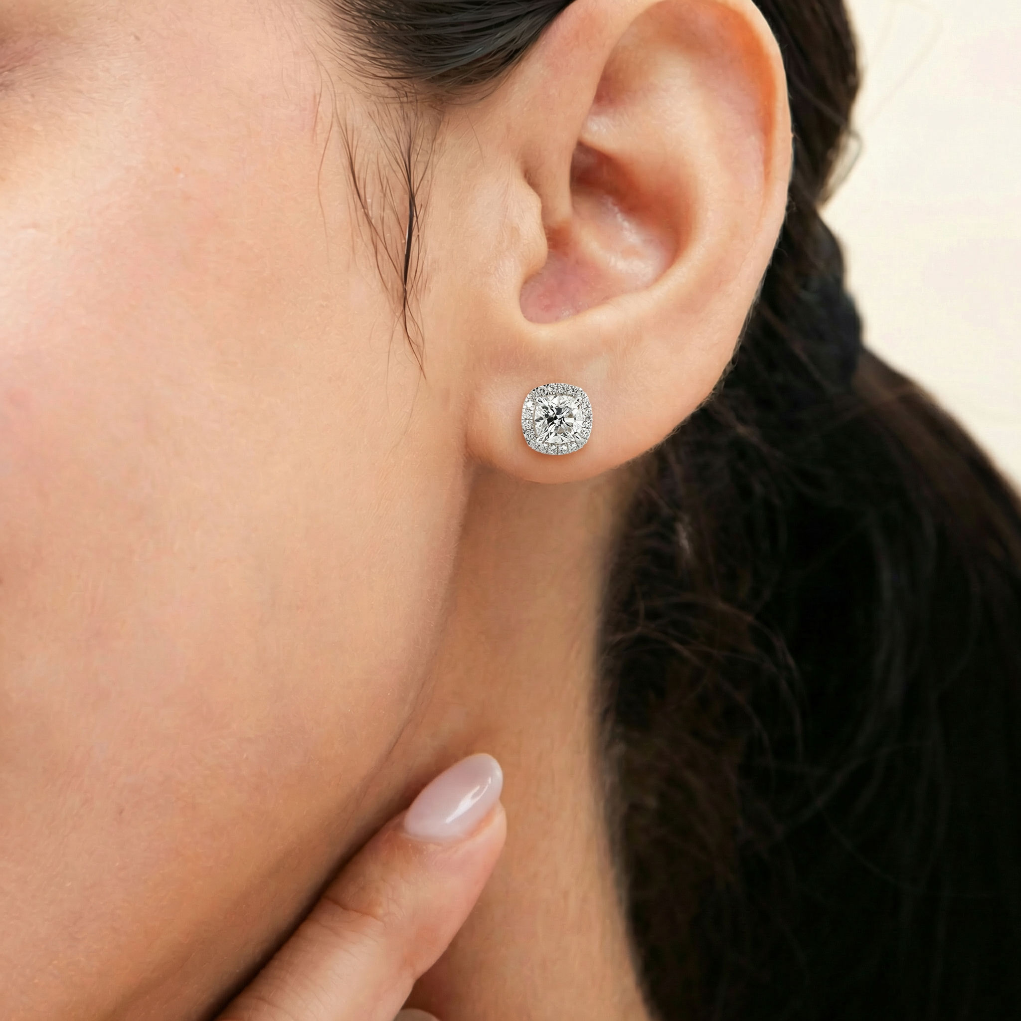 Lustrous Halo Stud Earrings hover