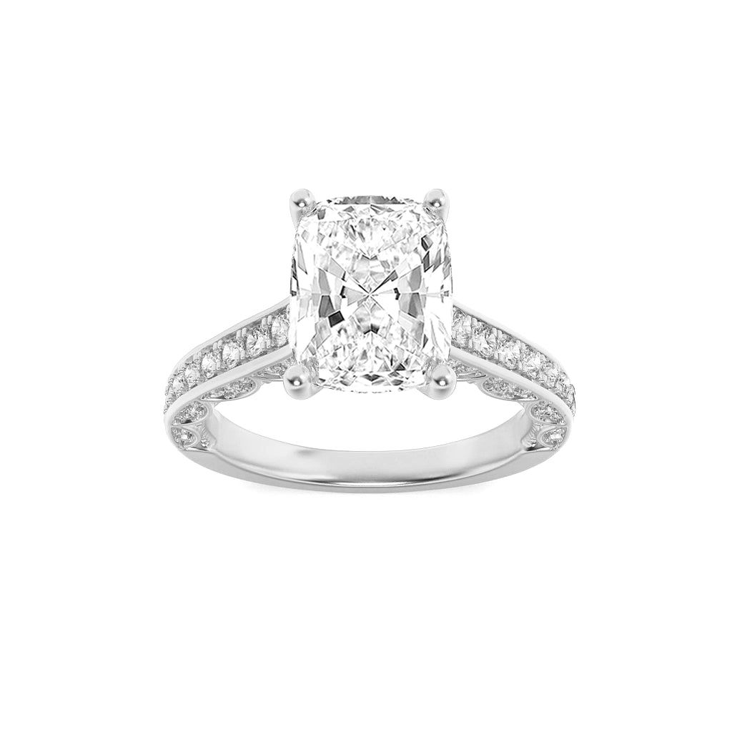 Ornated Cushion Solitaire Ring 6