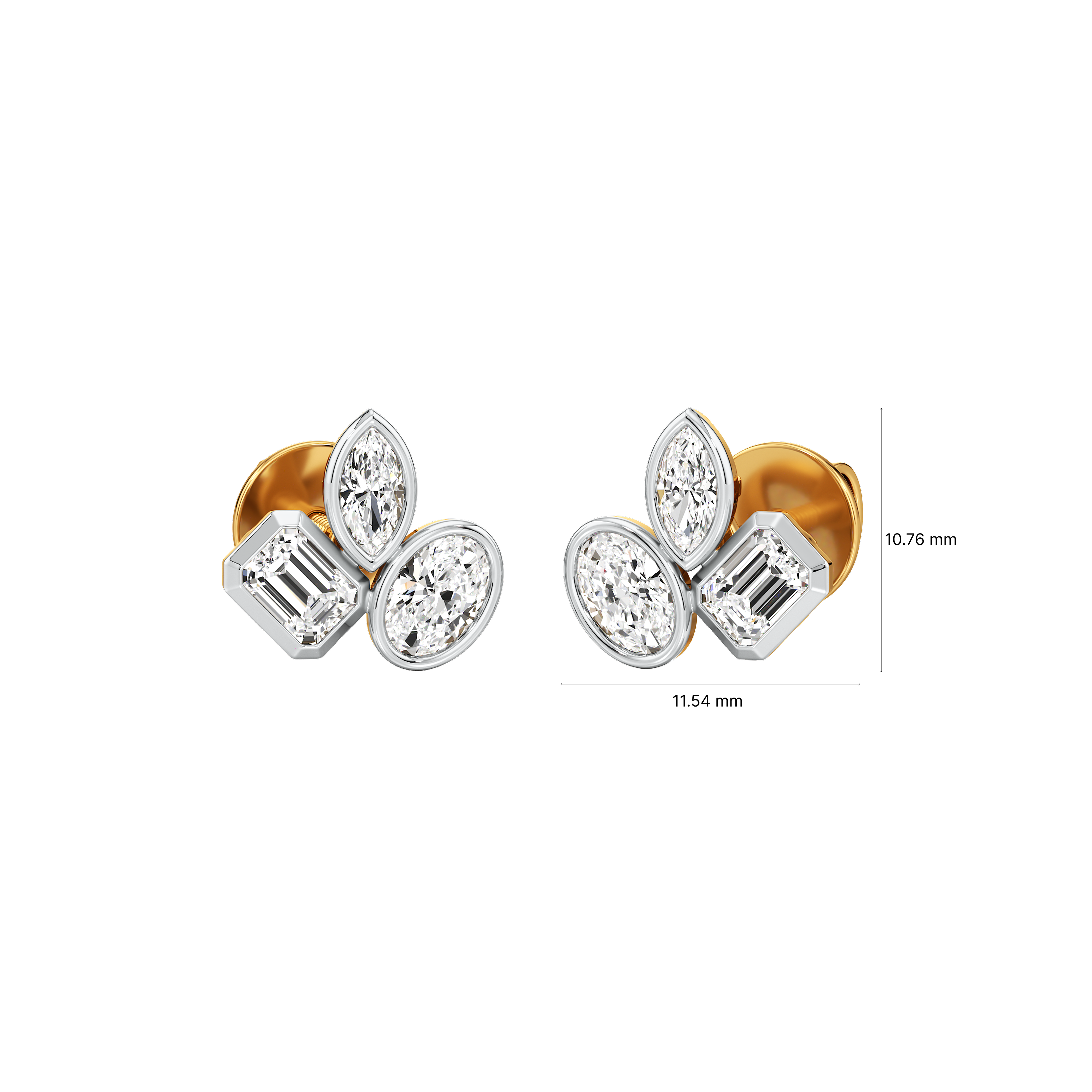 Fancy Trilogy Stud Earrings 5