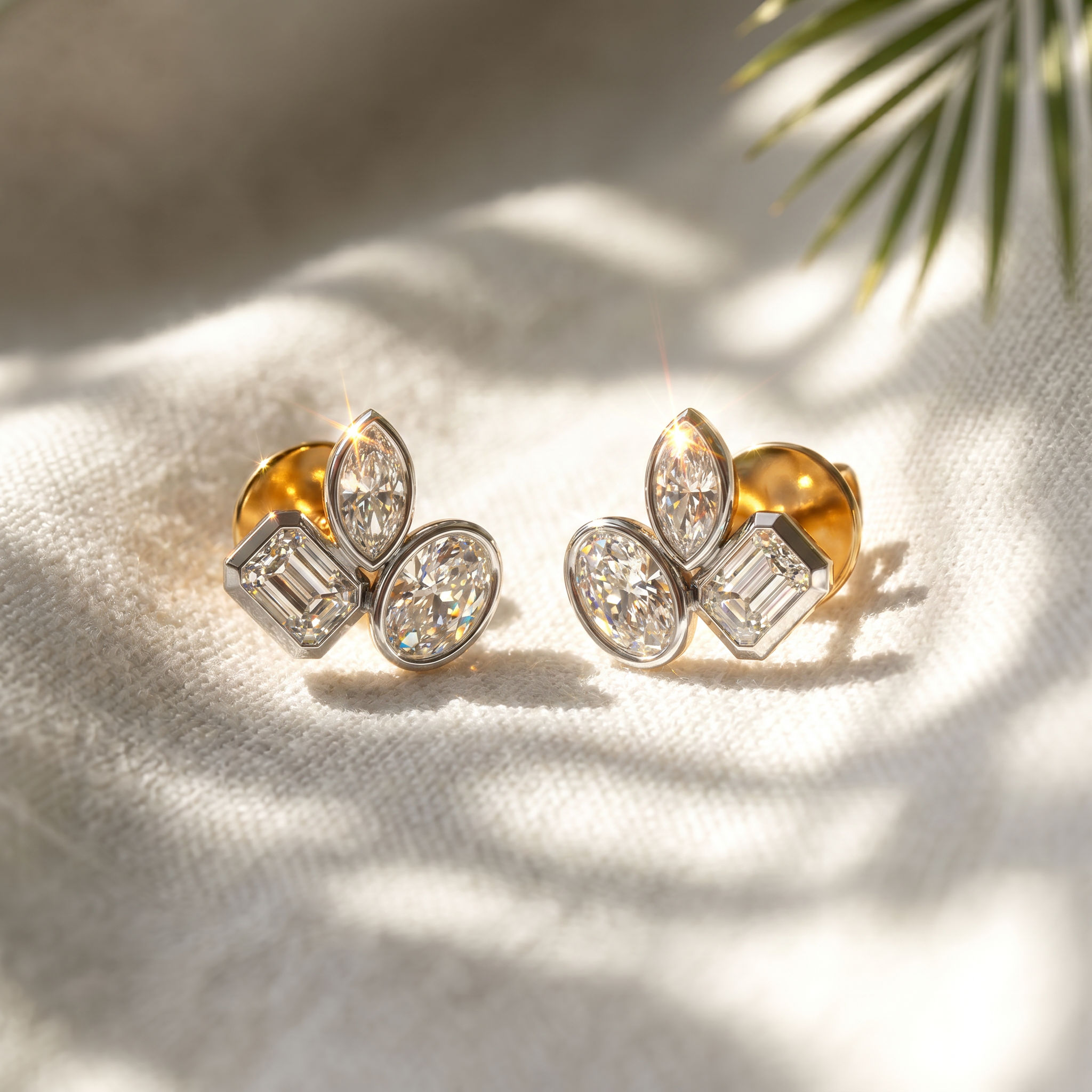 Fancy Trilogy Stud Earrings 3