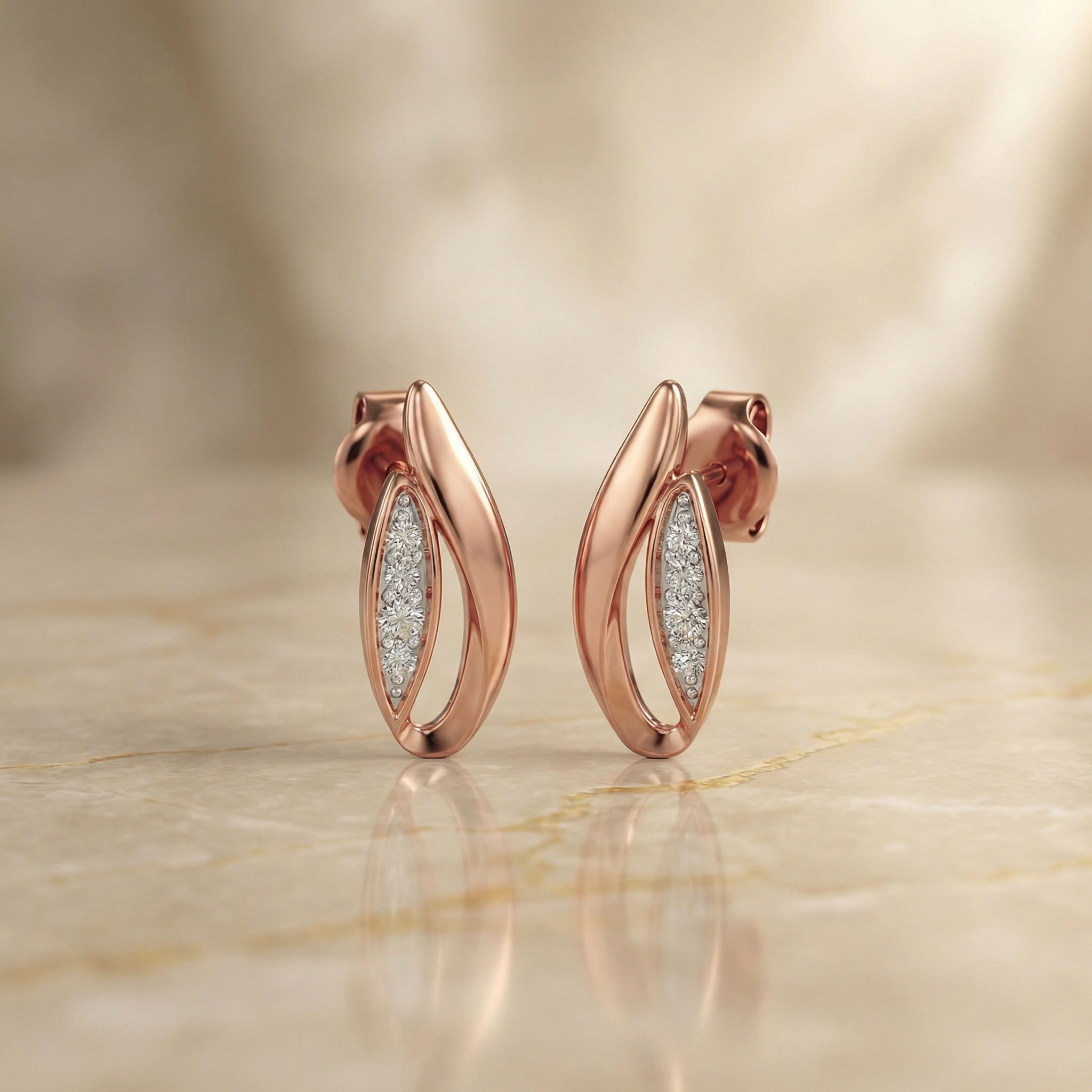 Crescent Sway Diamond Studs 2