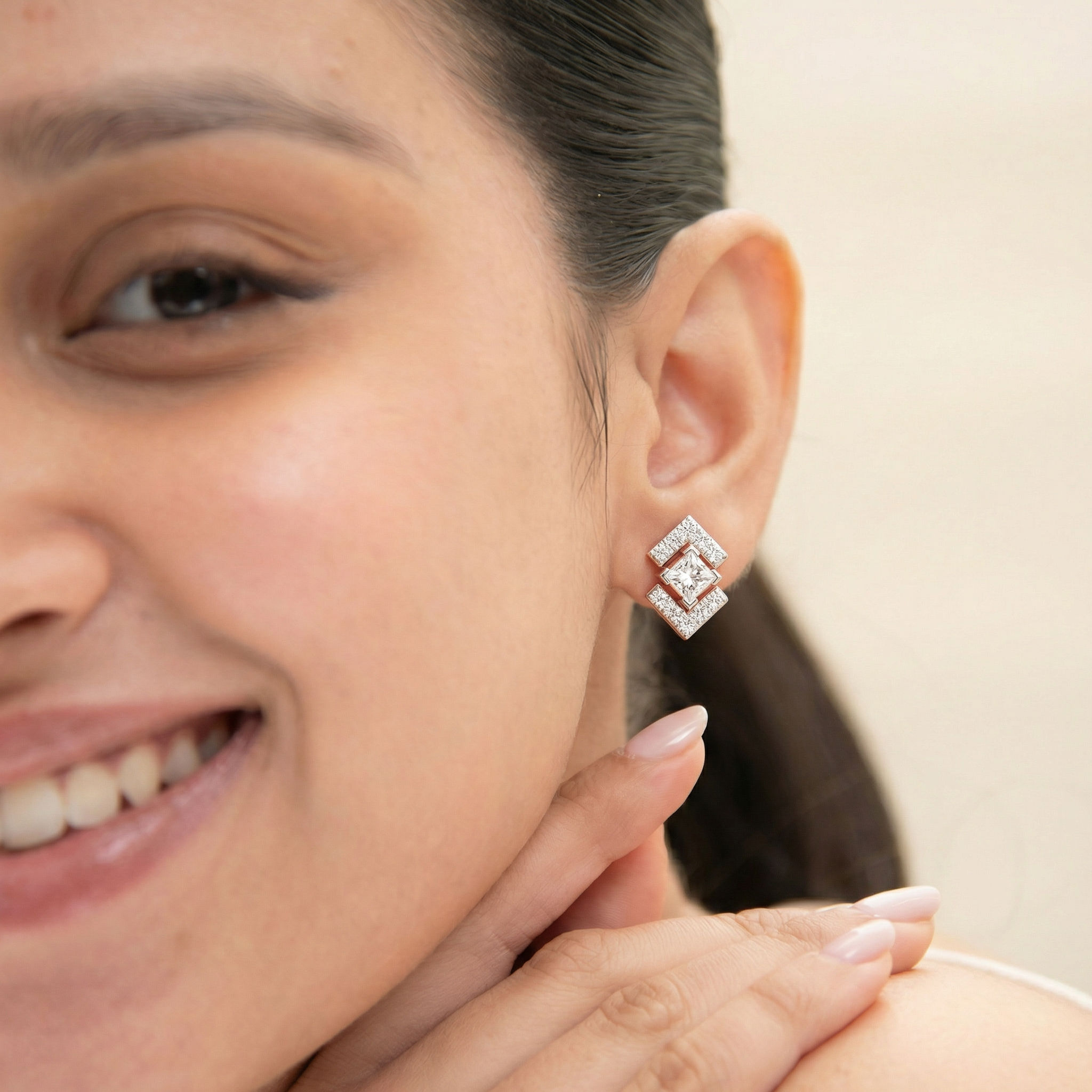 Prismic Frame Diamond Studs hover