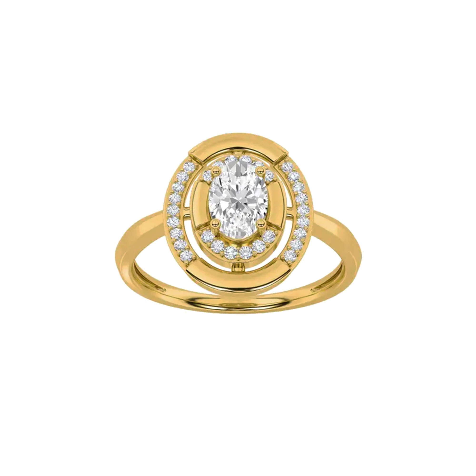Halo Empress Solitaire Ring 0
