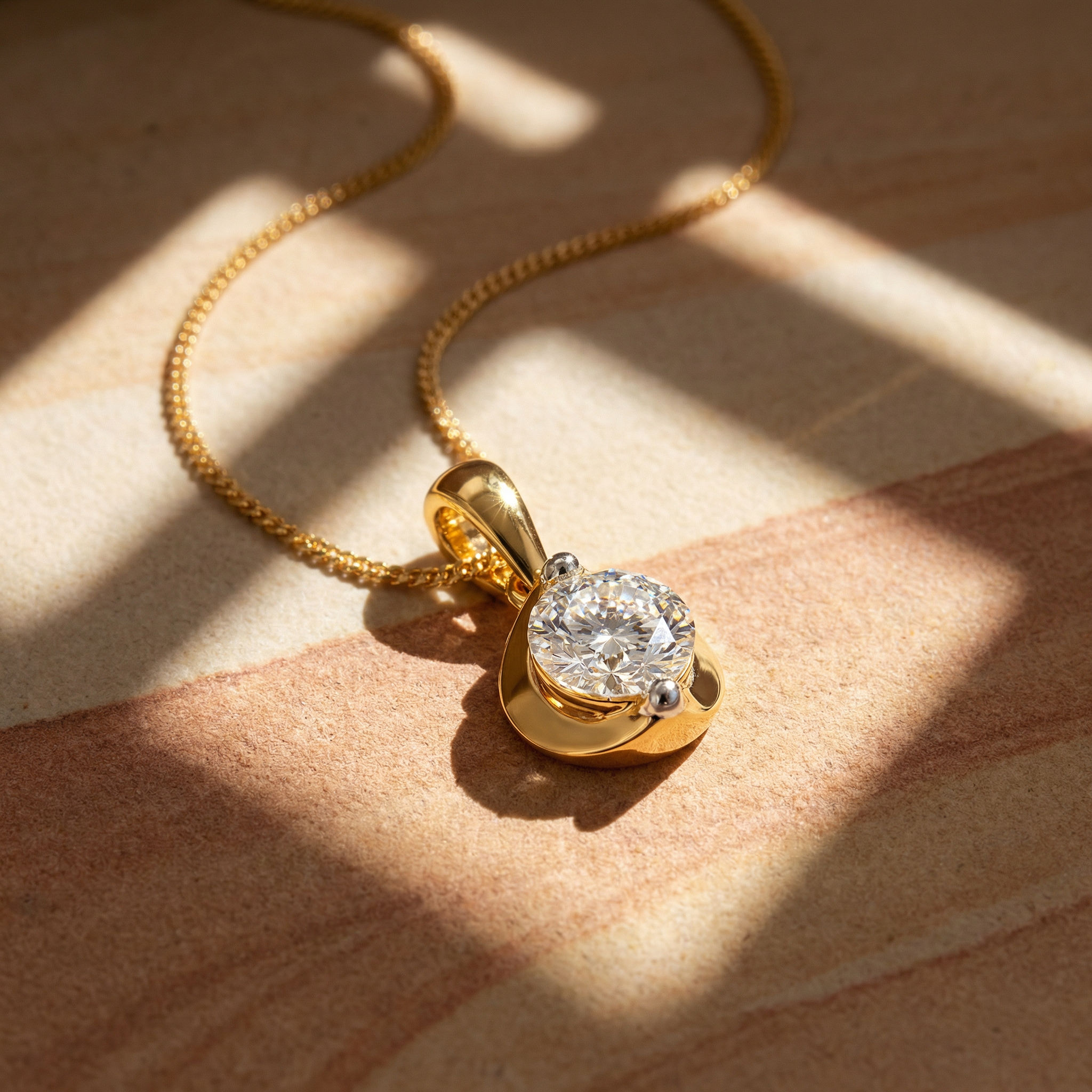 Crescent Solitaire Pendant 5