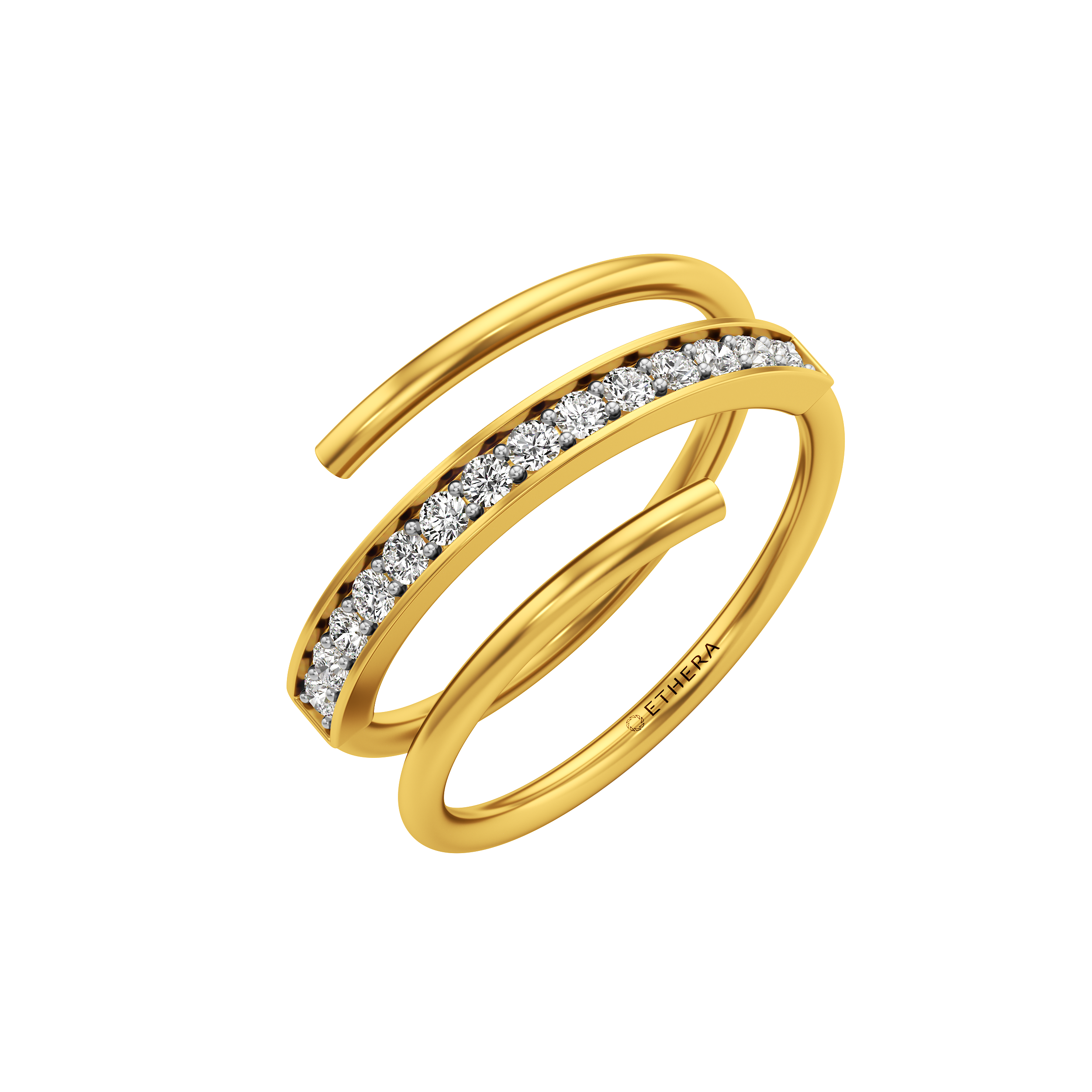 Spiral Channel Diamond Ring 0