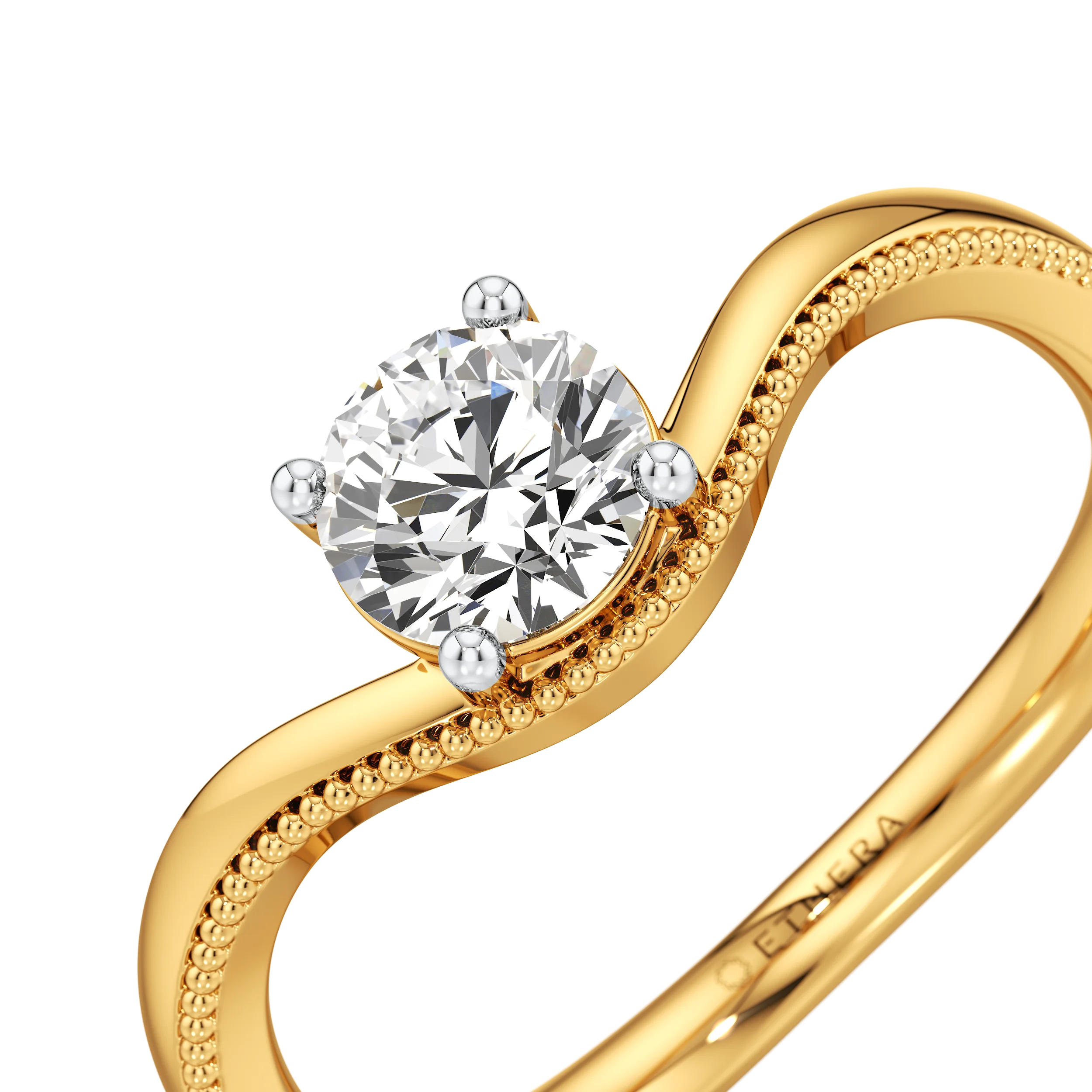 Waved Muse Solitaire Ring 3