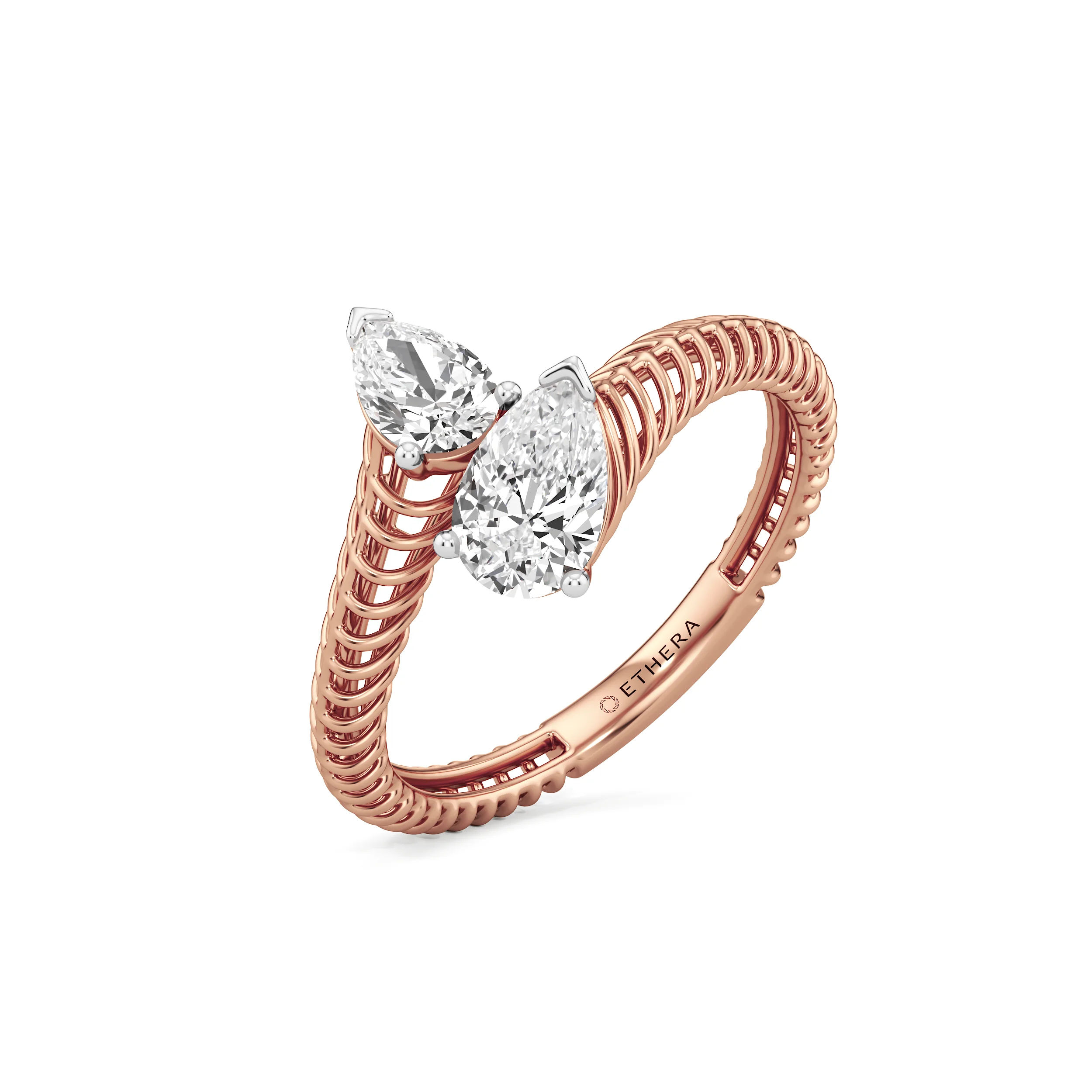 Twin Dew Pear Diamond Ring 13