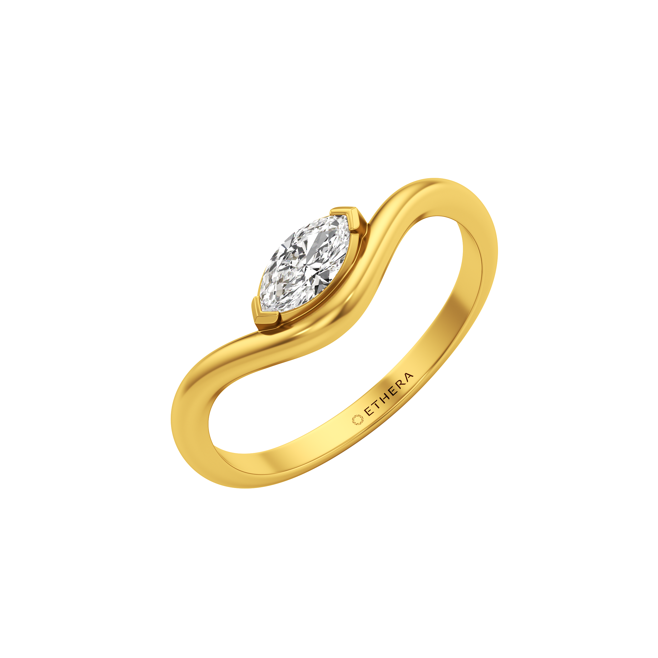 Wavehold Solitaire Ring 1