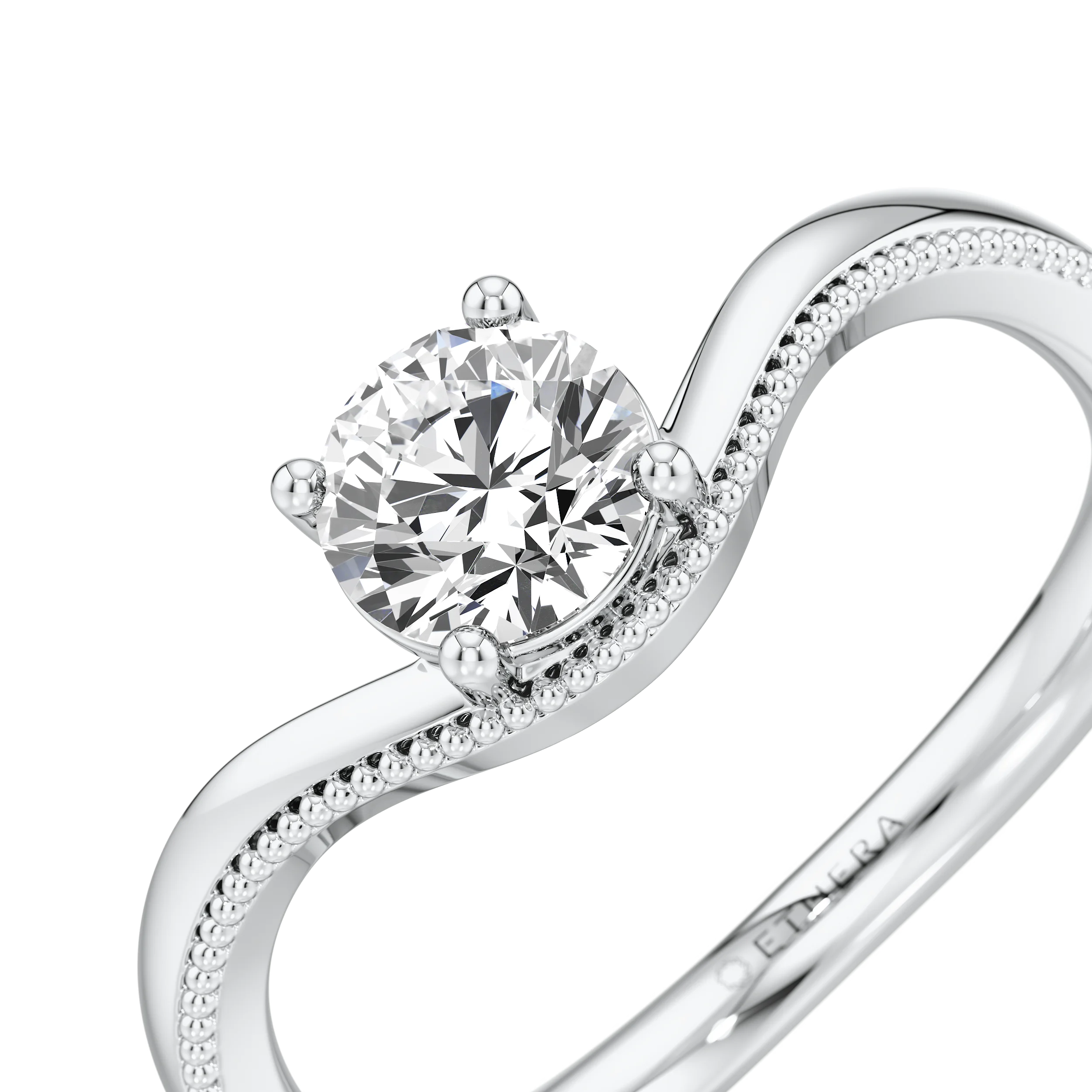 Waved Muse Solitaire Ring 7