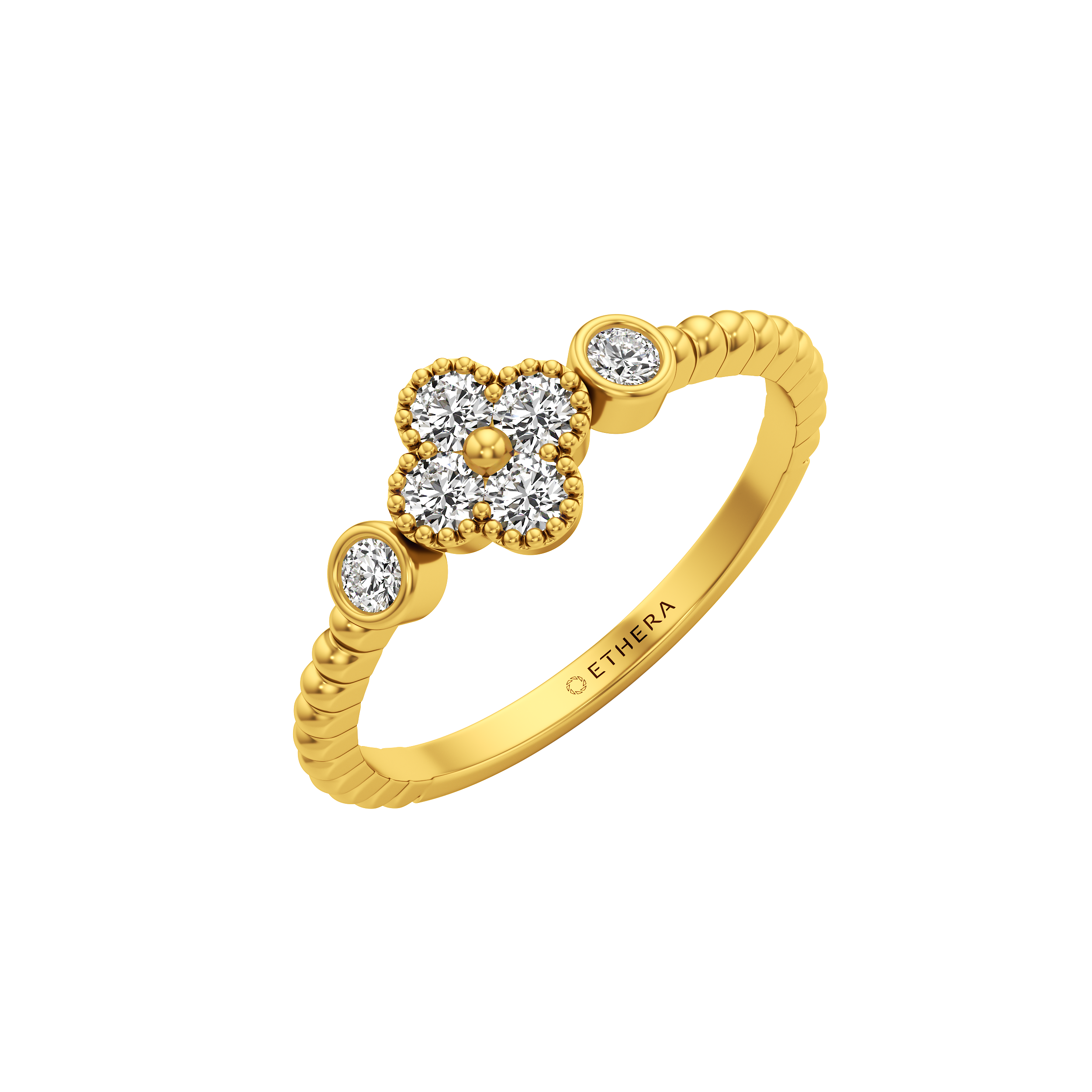 Clover Beaded Stack Ring 0