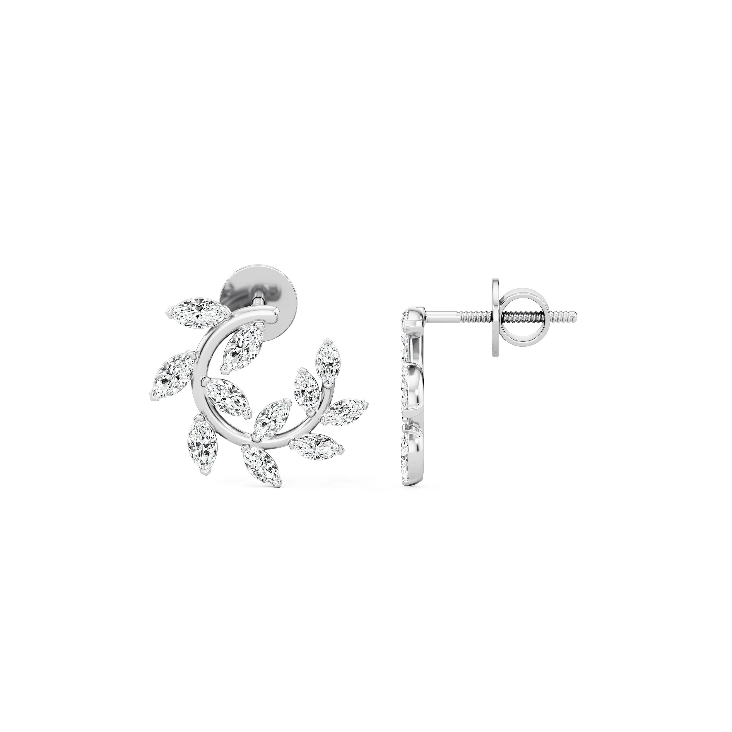 Leafline Arc Diamond Earrings 3