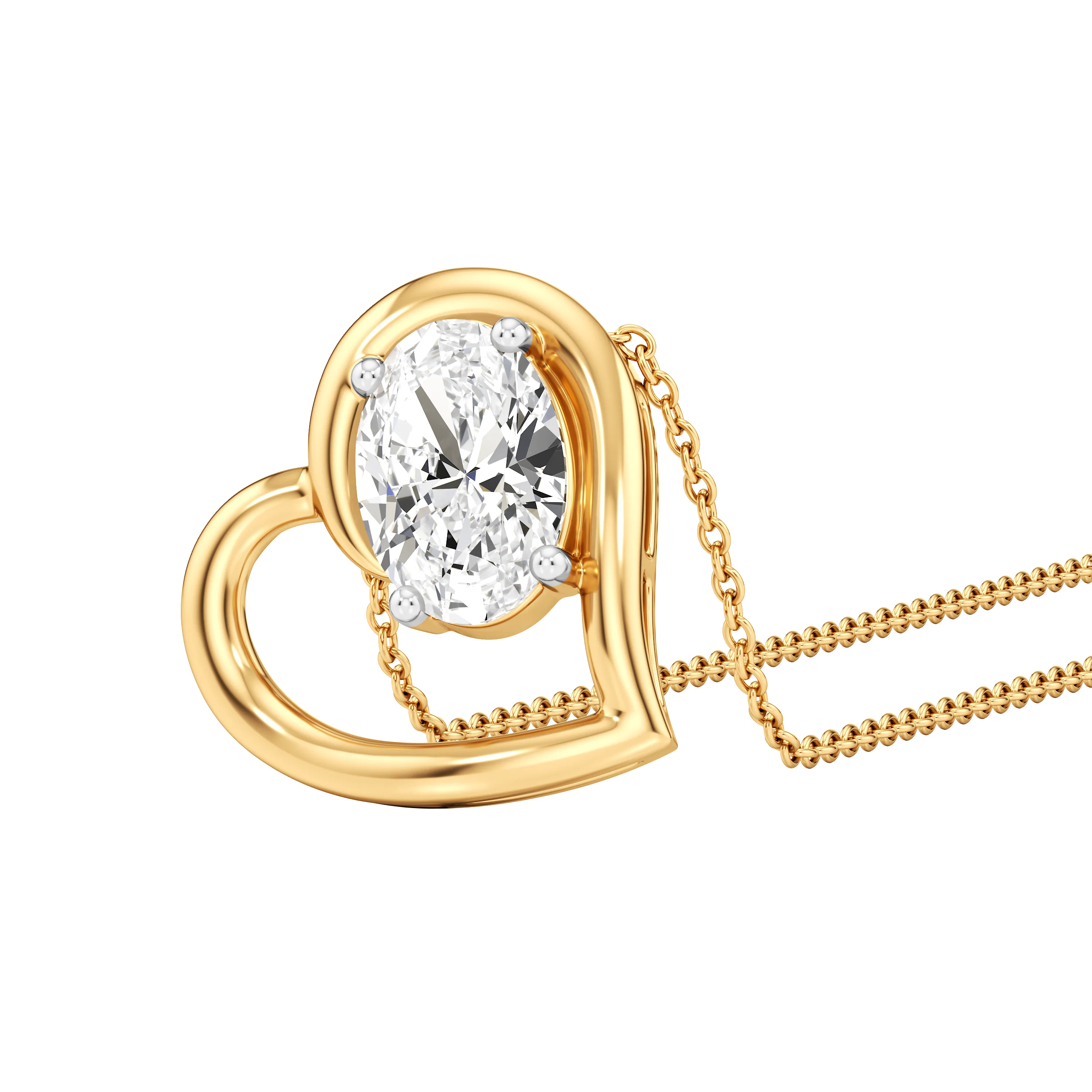 Open Heart Solitaire Pendant