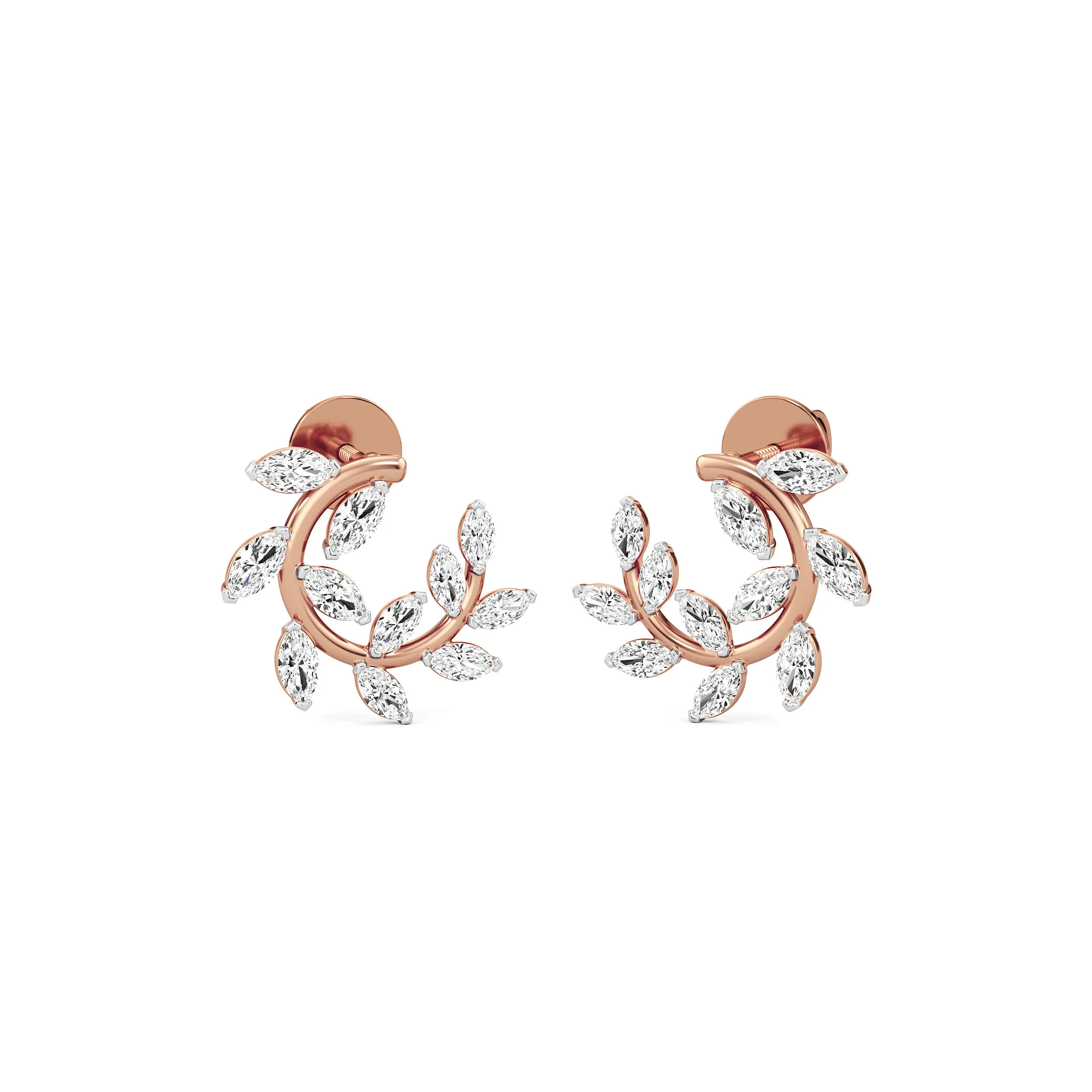 Leafline Arc Diamond Earrings 4